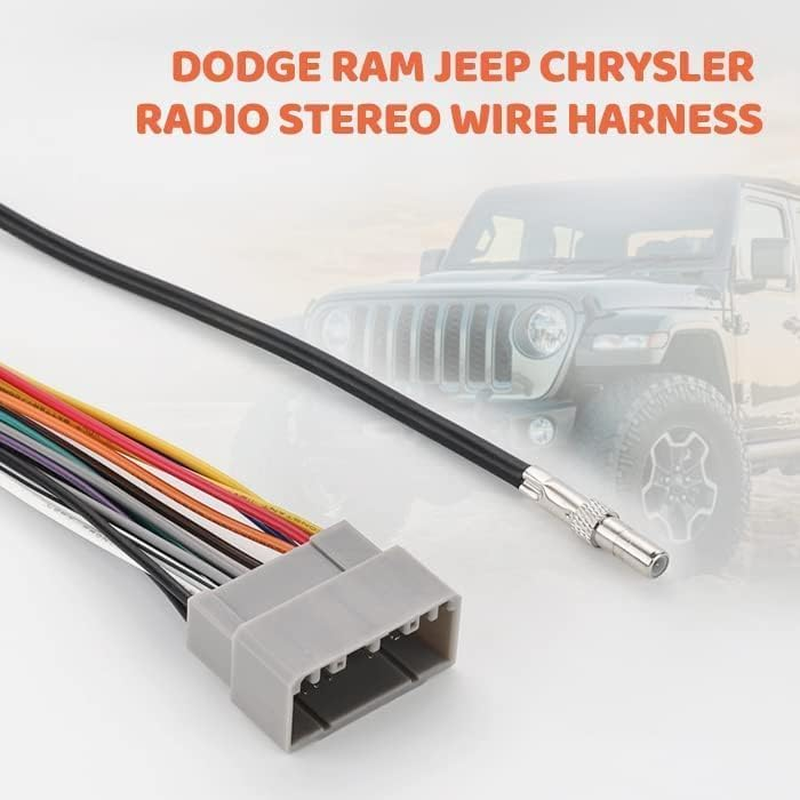 Car Radio Stereo Wiring Harness Antenna Adapter Replacement for 2002-2007 Dodge Ram, 2003-2007 Jeep, 2000-2007 Chrysler Aftermarket Install Radio Antenna Connector Plug image number 2