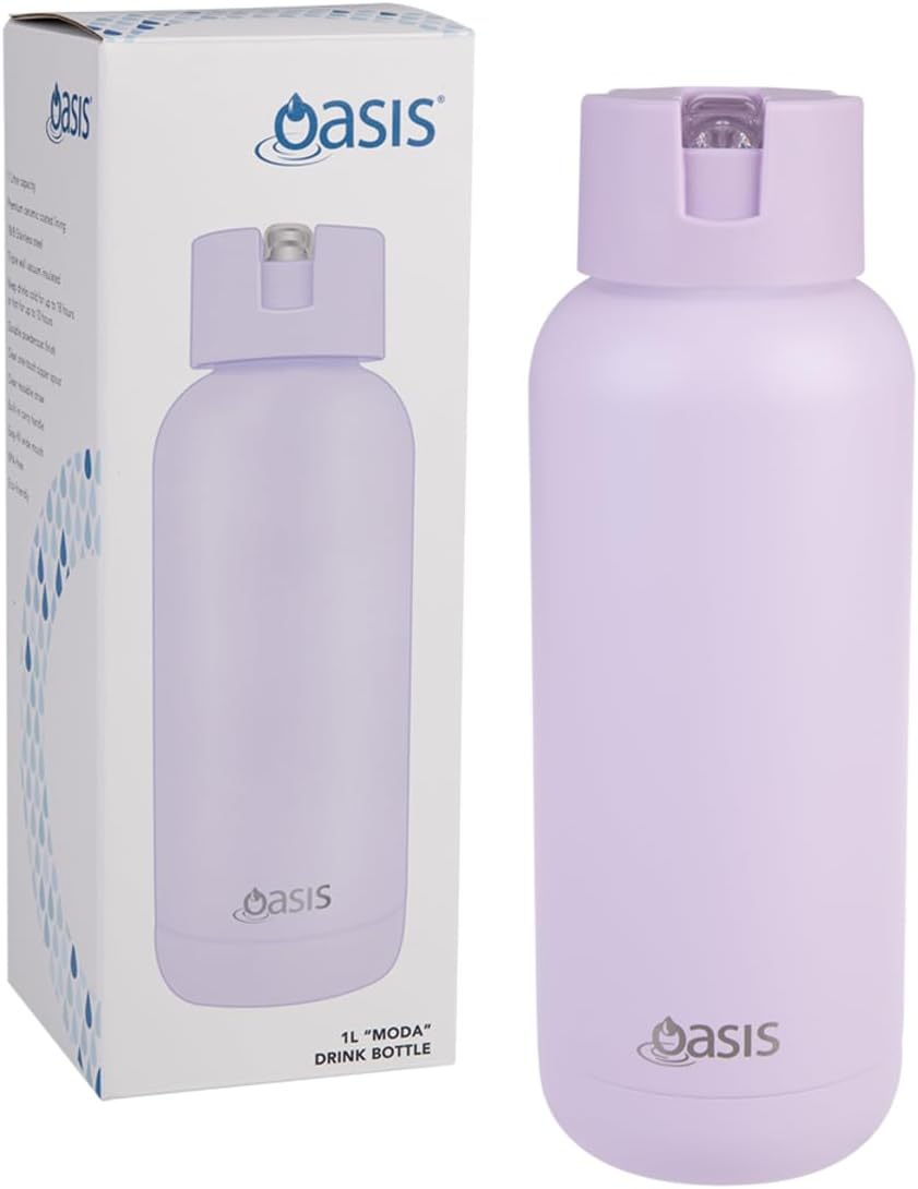 Oasis Ceramic Lined Stainless Steel Triple Wall Insulated 'Moda' Drink Bottle 1L - Orchid