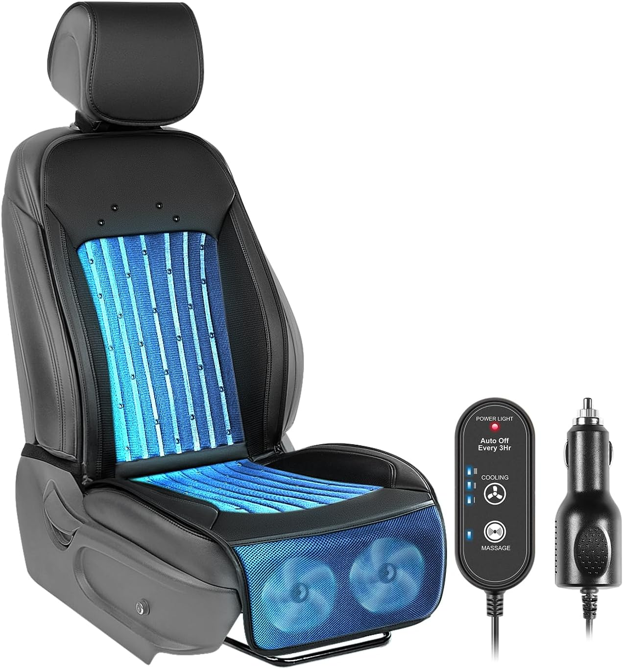 Paffenery 2025 Upgraded Cooling Car Seat Cover Front Seat, 12V-24V Ventilated Cooling Car Seat Cushion, Cooled Seat Cover for Car SUV Truck Universal Fit, Fashion Black