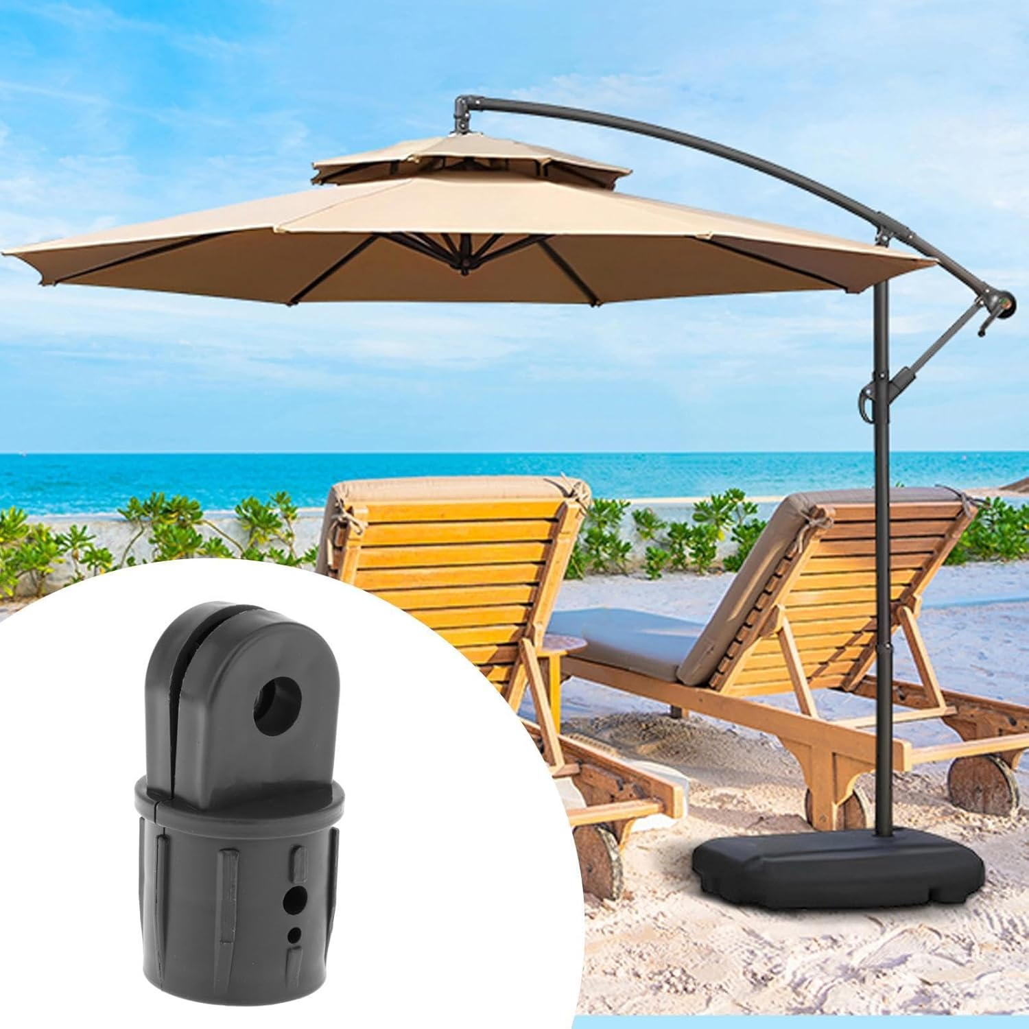 Perfk Patio Umbrella Accessories Durable Repairing Leisure Sunshades Parts Tools Part for Deck Side Hanging Umbrella Market Umbrella Backyard Table, Connector A image number 1