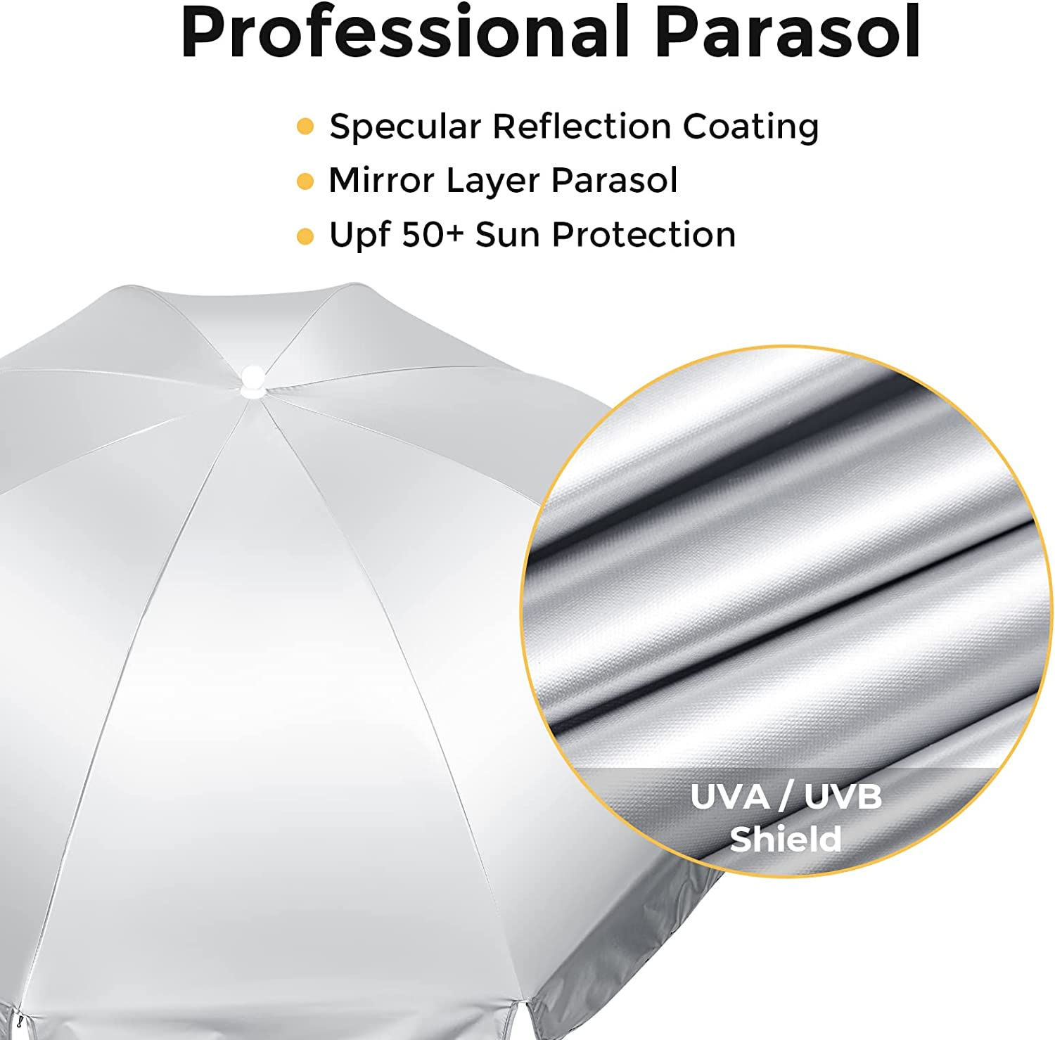 G4Free UPF 50+ Universal Clamp on Umbrella Adjustable 55 Inch Outdoor UV Protection Beach Chair Umbrella for Strollers, Wheelchairs, Patio Chairs, Beach Chairs, and Golf Carts