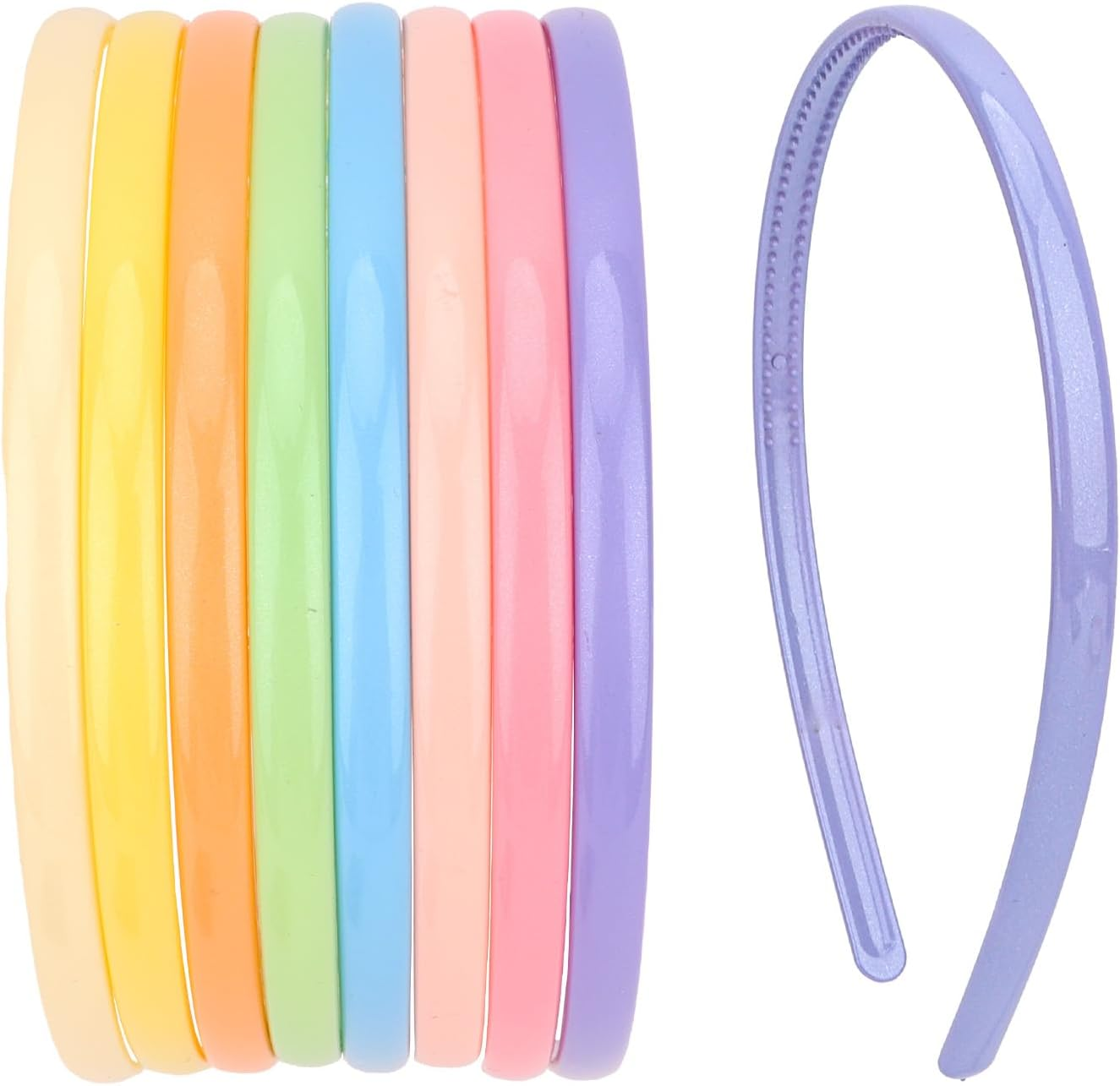 Bumlofa Pack of 8 Colourful Headbands Women'S Set, Thin Headband Designs for Girls - Matching Hair Accessories for Spring & Summer Motifs, Colourful Headbands image number 5