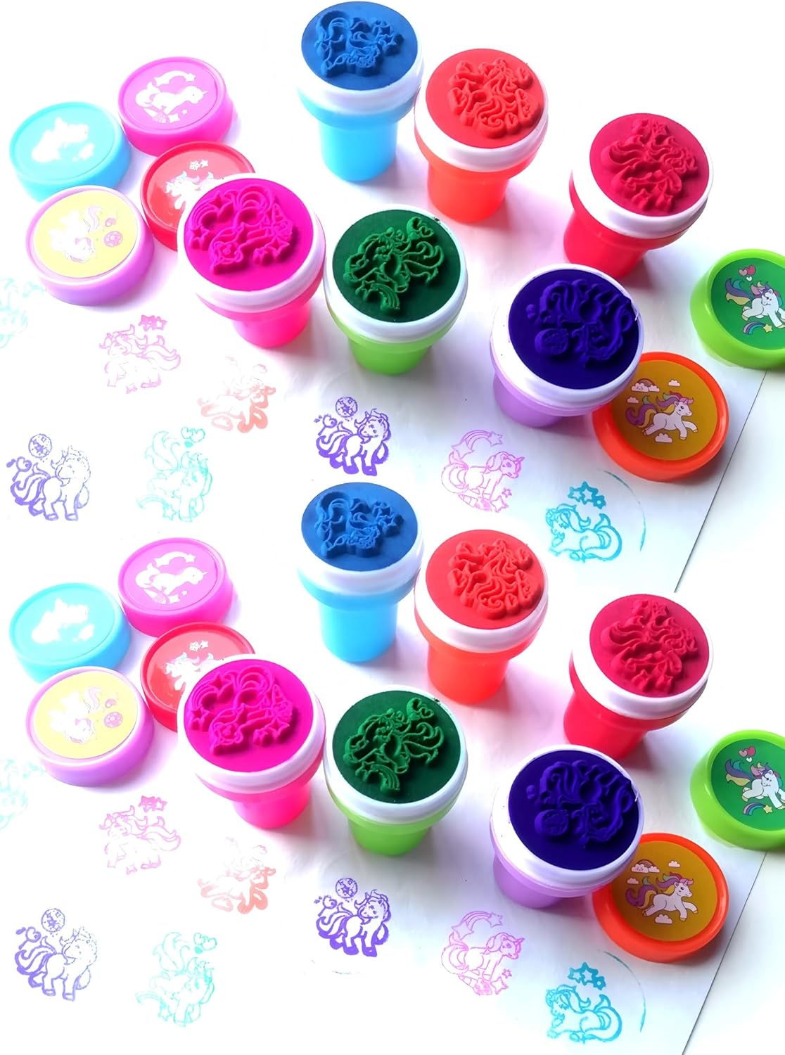 12 Pcs Animals Unicorn Stamps Signet Animals Themed Self-Inking Stampers Birthday Party Favors Supplies Washable Stampers Crafts Party Favor School Prizes image number 3