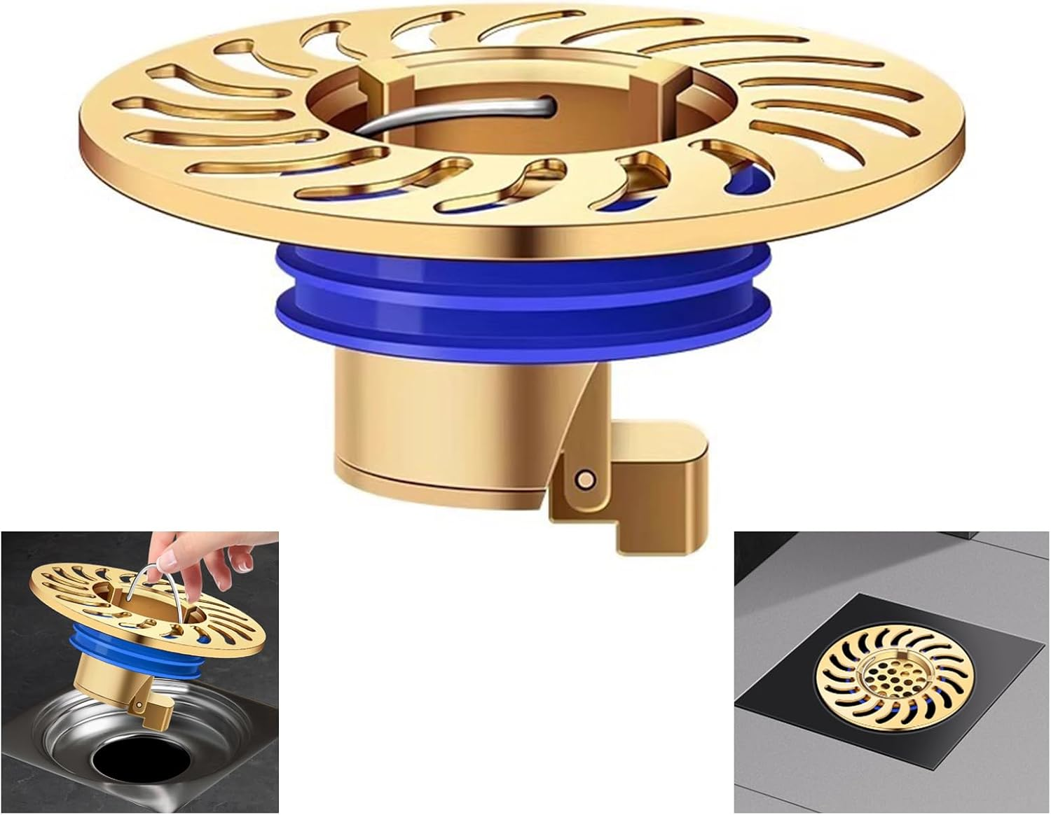 Qruilantu Odor Proof Floor Drain，Shower Floor Drain Backflow Preventer，One Way Drain Valve，Brass Drain Filter，Prevent Backflow, Prevent Anti-Odor Dispersion in Bathroom and Kitchen（Galvanized）