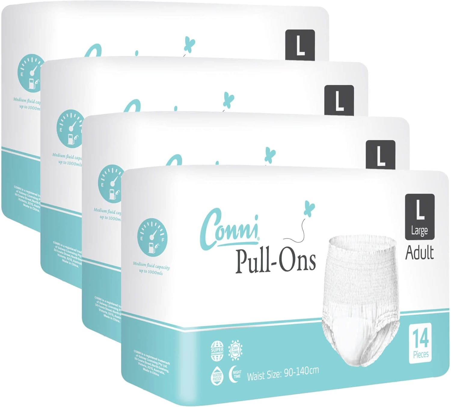 Conni Pull-Ons, Disposable Adult Absorbent Briefs for Full Void Incontinence, Soft, Quiet, Fit and Comfortable, Xlarge (Pack of 12) image number 3