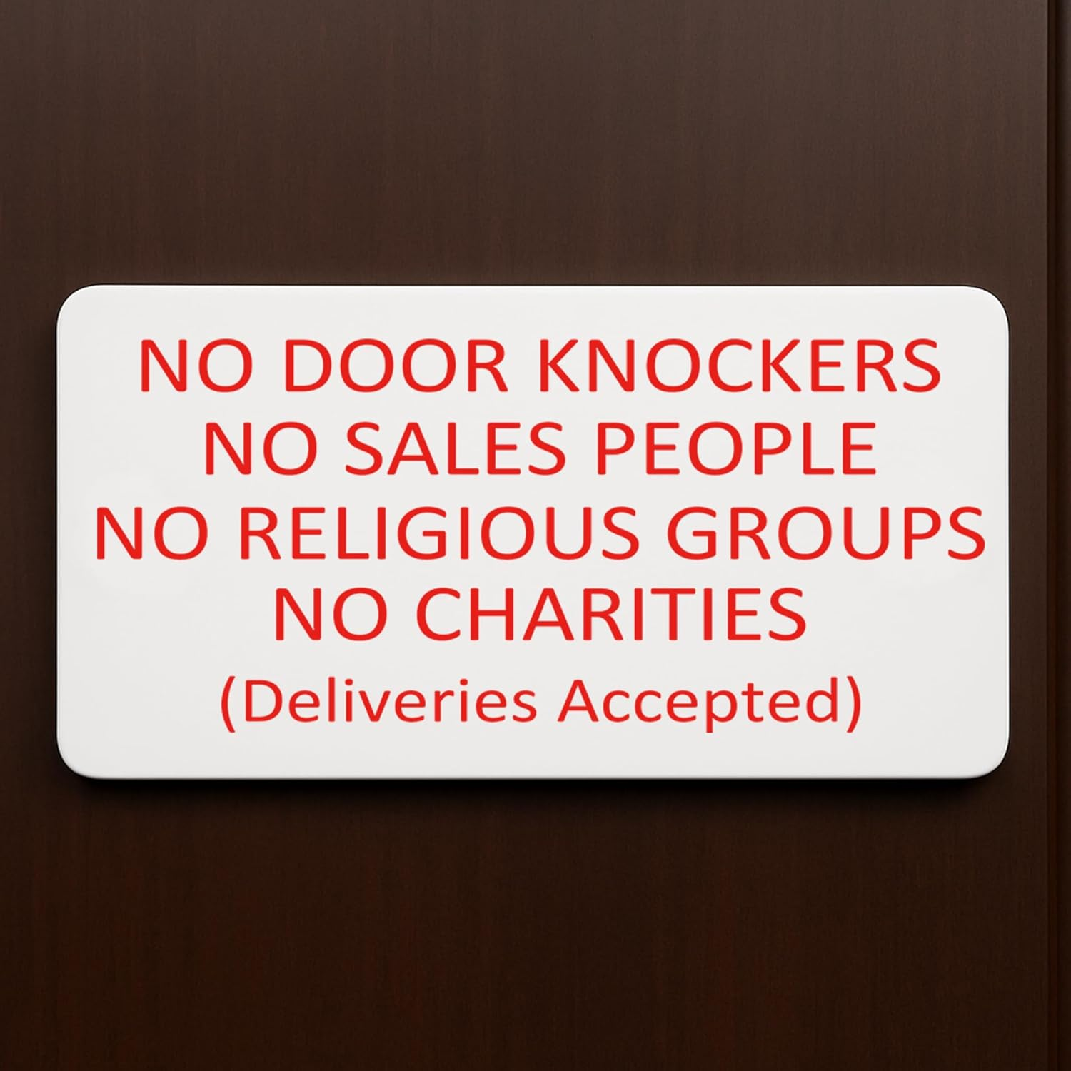 No Door Knockers Plaque,No Religious Groups, No Sales People Sign (Style1 (Black Text), with Self-Adhesive at Back)