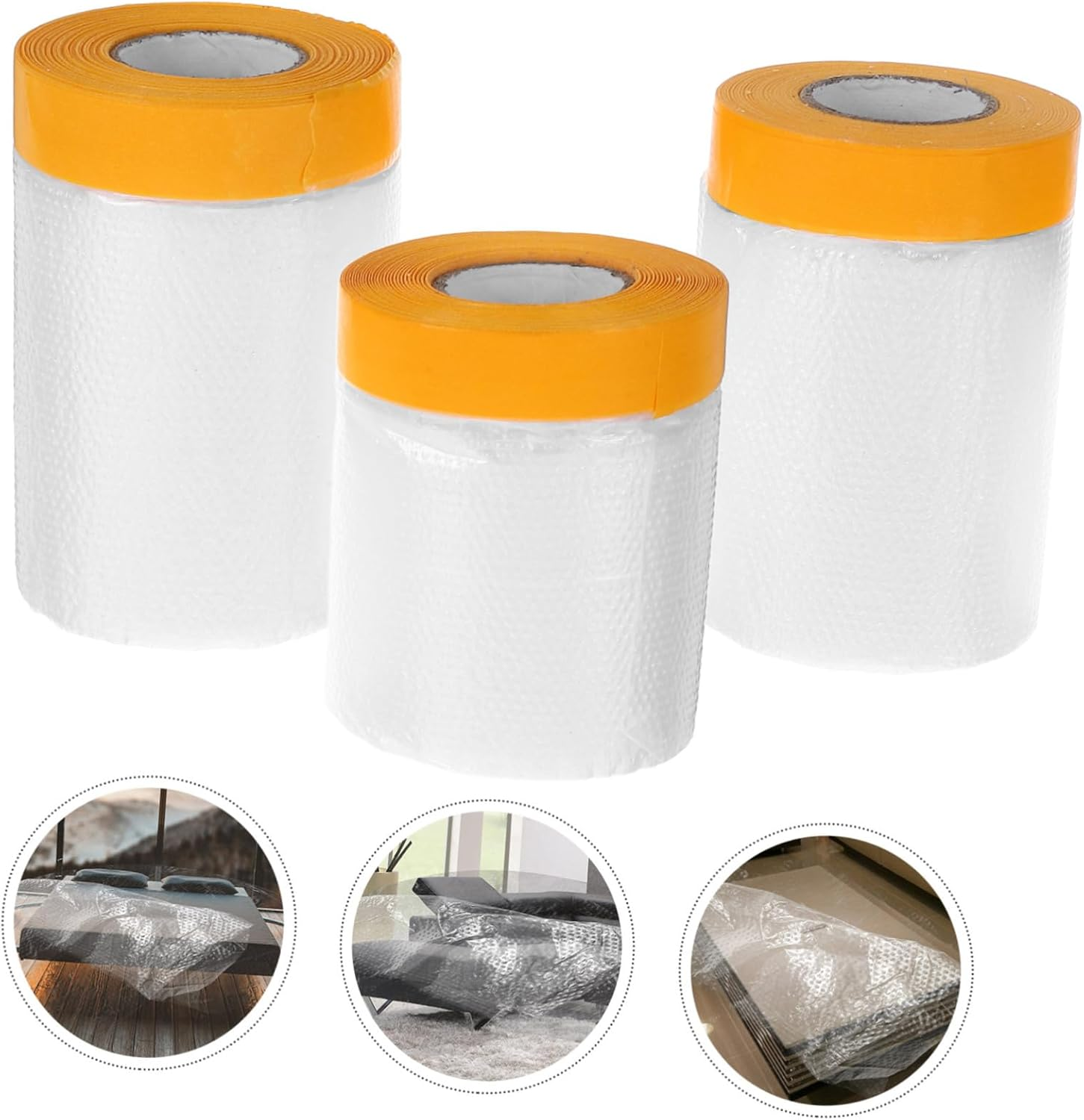 Dust Protection Film for Furniture Pre-Taped Masking Film for Automotive Painting 30Cm 40Cm 55Cm 3 Rolls Easy to Apply Protective Cover for Home and Car image number 2
