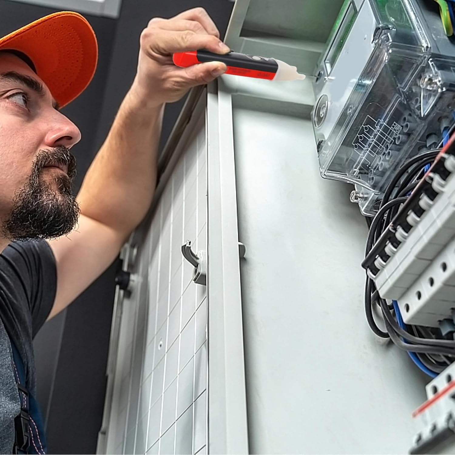 WOONEKY Non-Contact Electrician Test Pen with Sound and Light Alarm, Multifunctional Voltage Tester Pencil for Ac Detection, Red Electrical Testing Tool for Professional Use image number 4