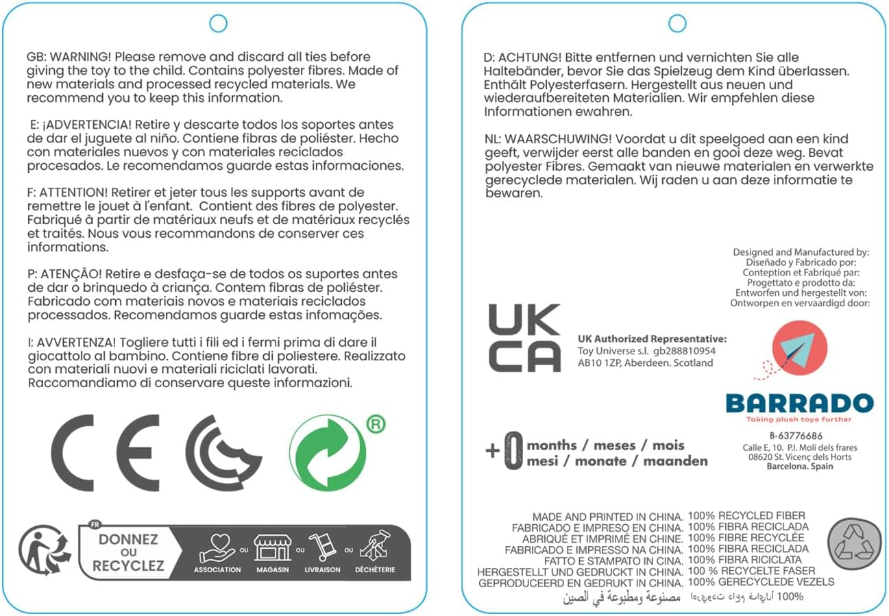 BARRADO 44 Cats Character Cuddly Toy - Lampo, Milady, Polpetta, Pilou - 26 Cm - Super Soft Quality (Polpetta) image number 4