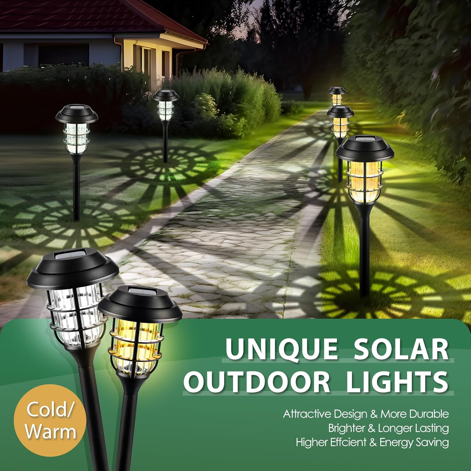 Solar Outdoor Lights 8 Pack Waterproof Garden Pathway Lighting for Yard, Patio, Driveway,Walkway Solar Powered Landscape Lights (Cold White) image number 6