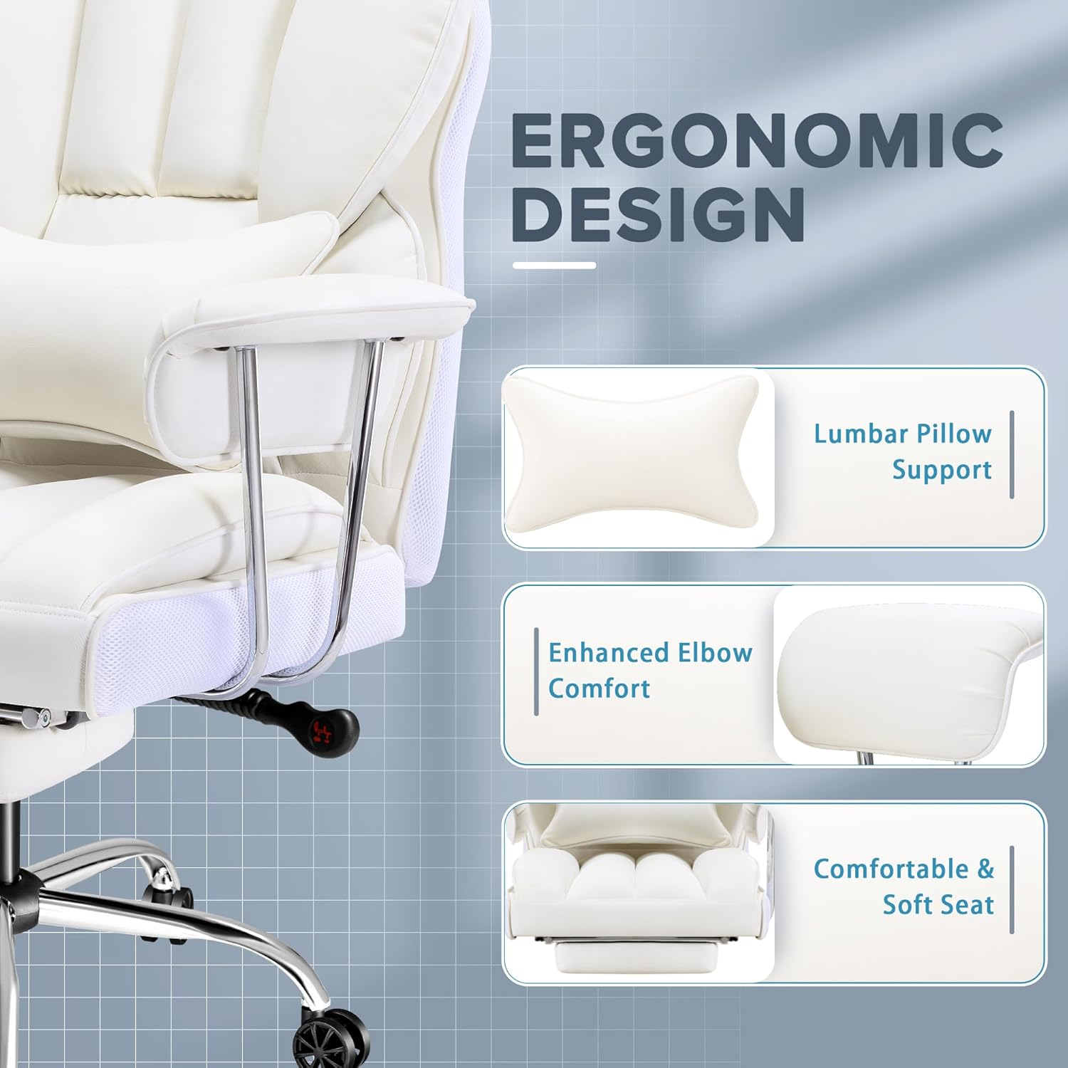 Furmax Big and Tall Office Chair, High Back Leather Gaming Chair with Footrest, Reclining Ergonomic Executive Chair with Lumbar Support for Heavy People 181Kg Home Office Desk Chairs