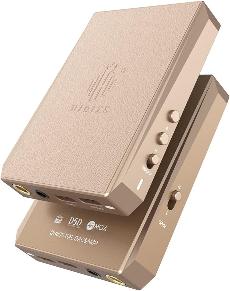 Hidizs DH80S Protable Hifi DAC/AMP ES9281C 32Bit/384Khz DSD64/128 Headphone Amplifiers with USB to SE3.5MM and BAL4.4MM Dual Headphones Outputs for Smartphones/Pc/Laptop/Hi Res Music Player