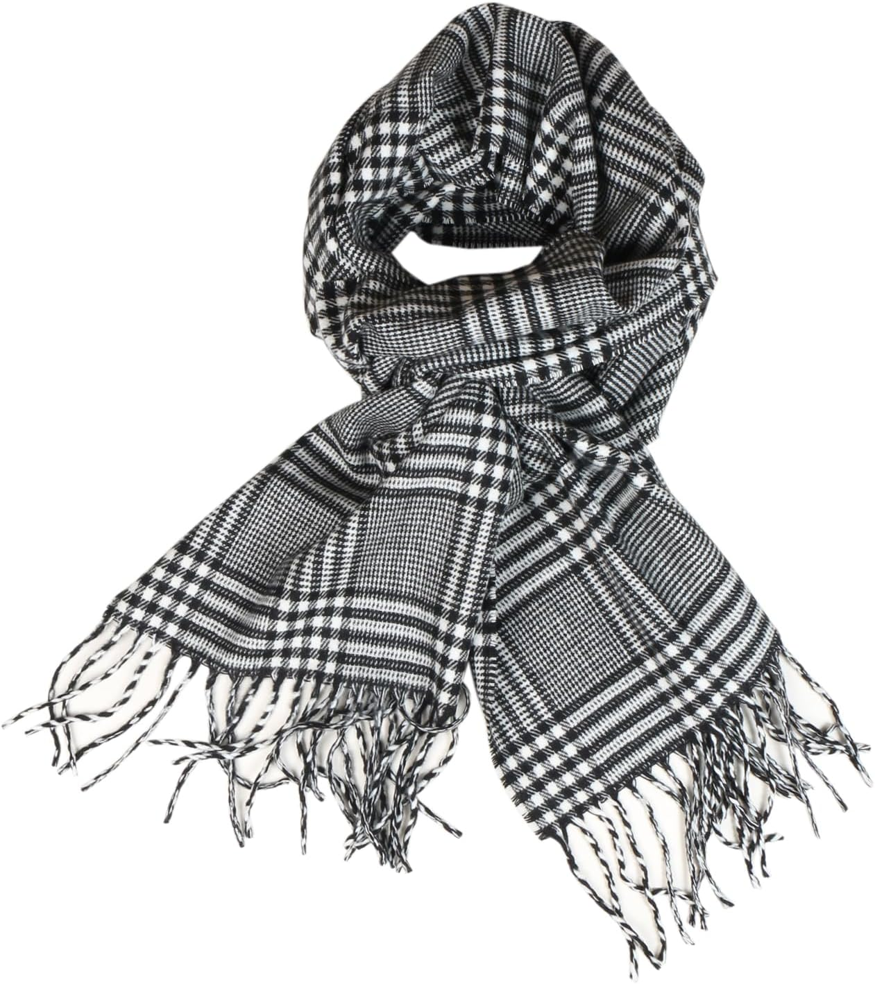 Herringbone Houndstooth Checked Pattern Cashmere Feel Classic Soft Luxurious Winter Scarf for Men Women