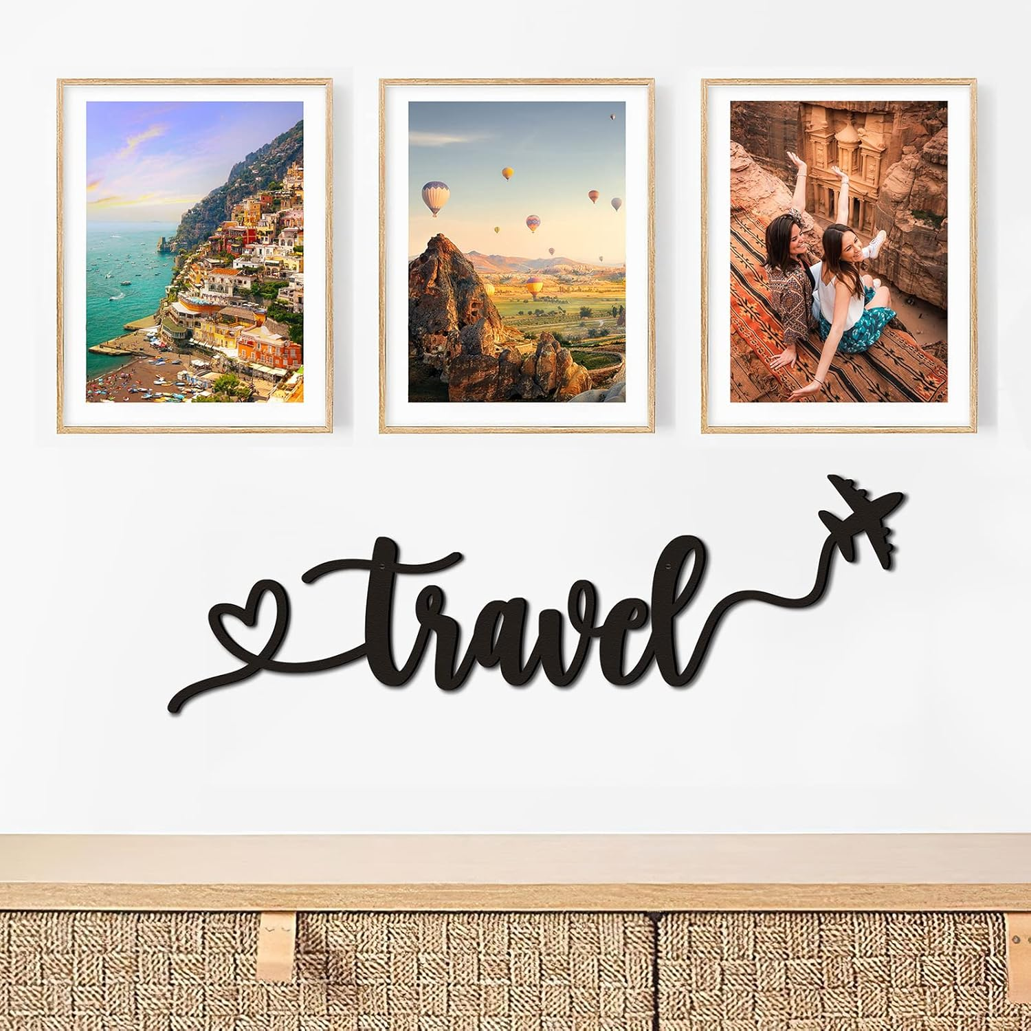 Qmetalart Travel Decor Metal Wall Art Backdrop Decoration Sign for Home Living Room Bedroom Office Housewarming Gift Airplane Hanging Travel Lover Indoor Photo - Black / Black image number 4