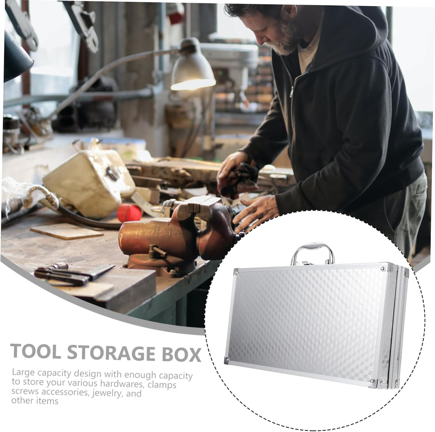 Generic Portable Aluminum Alloy Tool Box Shockproof Carrying Case Handle Small Size for Instruments and Dj Gear Storage Sturdy Metal Briefcase for Travel and Organization image number 1