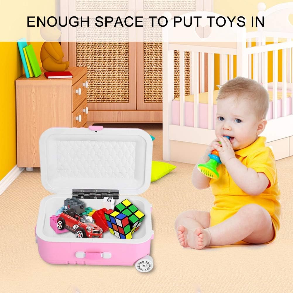 Caredy Mini Luggage Box, Wheeled Suitcase, Sturdy and Durable Suitcase Toy, Baby Toy, Kids, Pink image number 1