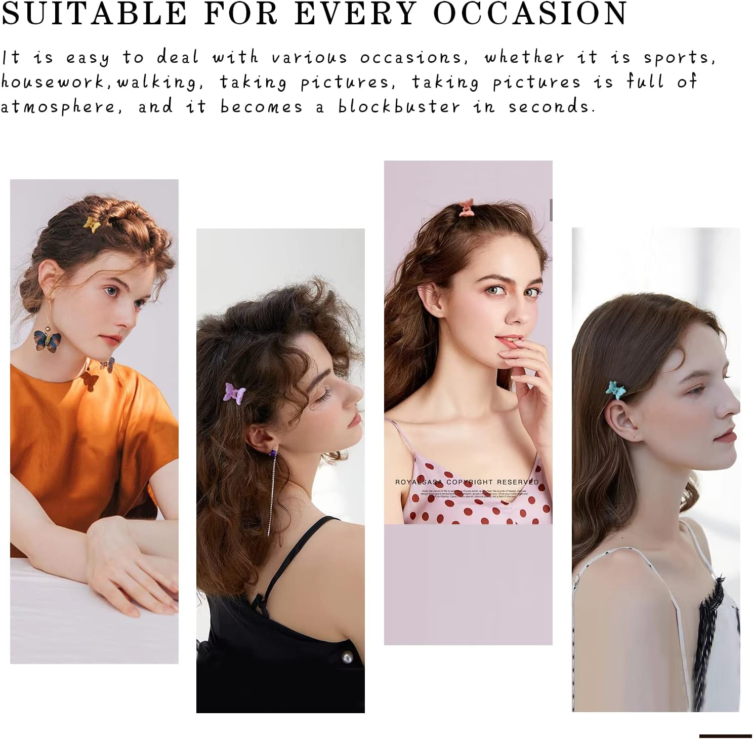 Kavya Butterfly Hair Clip Small, Pack of 12 Hair Clips Women'S Matte Transparent Hair Clip Butterfly Hair Accessories Girls Butterfly Hair Clips for Women image number 6