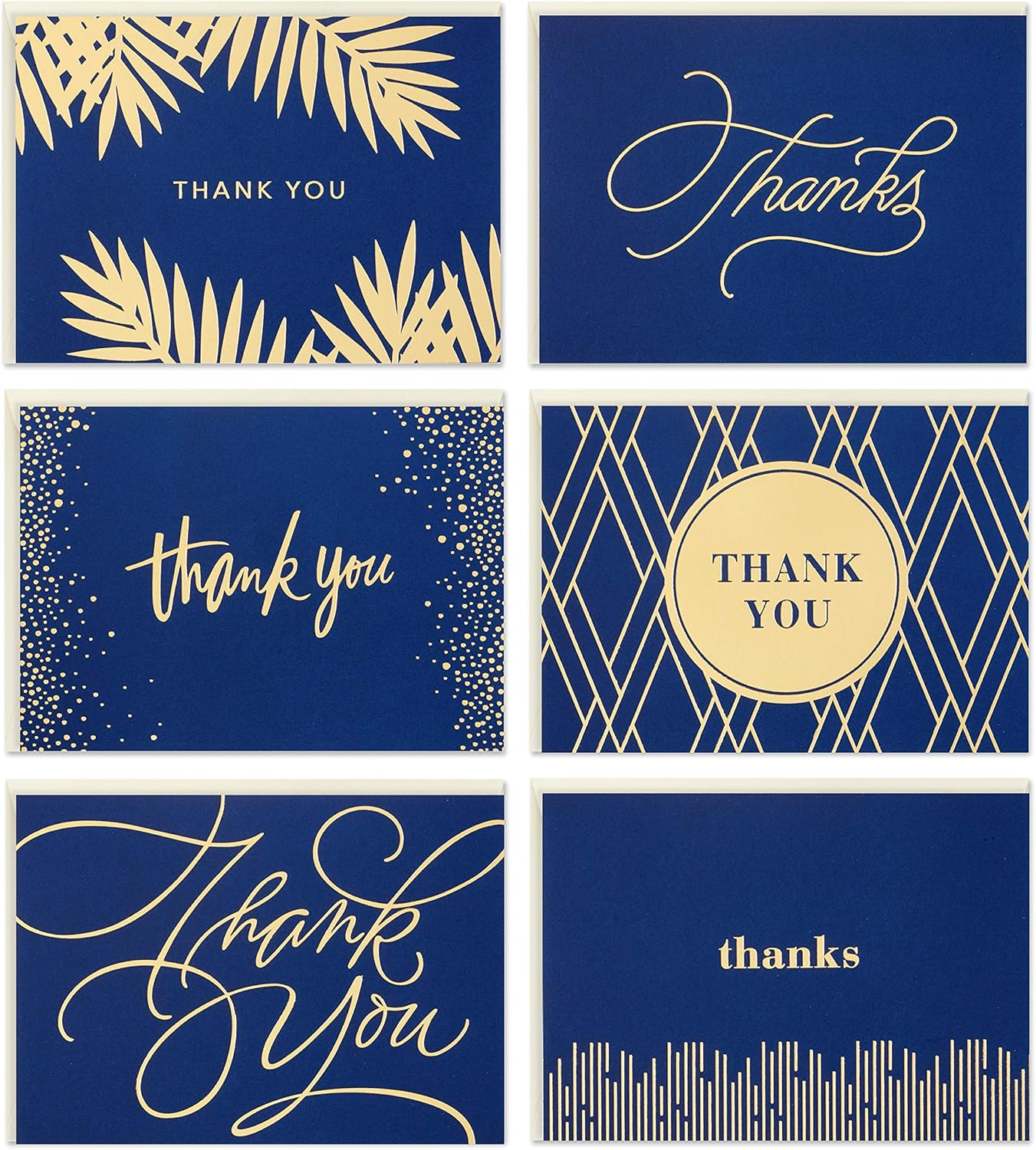 Hallmark Thank You Cards, Gold and White Bulk (40 Thank You Notes with Envelopes for Graduation, Business, Weddings, All Occasion)