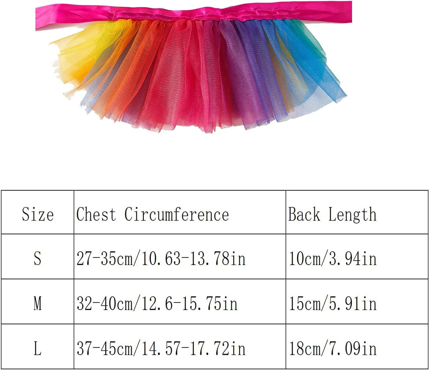 LERTREE Pet Tutu Skirt Lace up Tulle Rainbow Dress for Dog Puppy Cat Party Cosplay Costume (L) image number 3