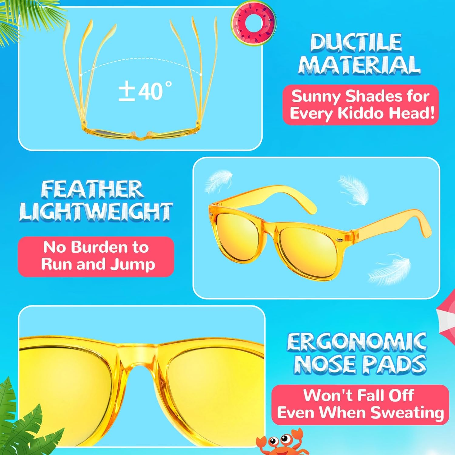 Kids Sunglasses Bulk Party Favours - 24 Packs Boys Girls Toddlers Sunglass for Age 3-8 with UV 400 Protection, Folding Neon Sunglasses for Kids Birthday Party Bag Fillers image number 5