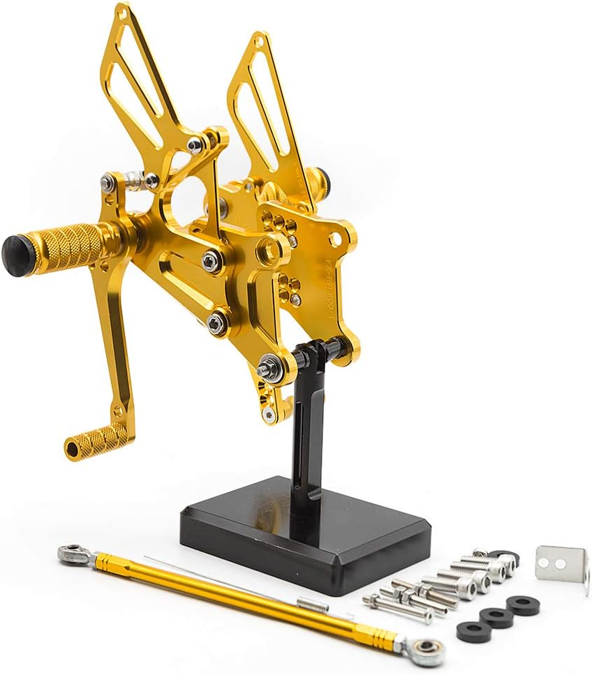 FXCNC CNC Billet Motorcycle Rearset Foot Pegs Rear Set Footrests Fully Adjustable Foot Boards Compatible with VFR400 NC30 RVF400 NC35