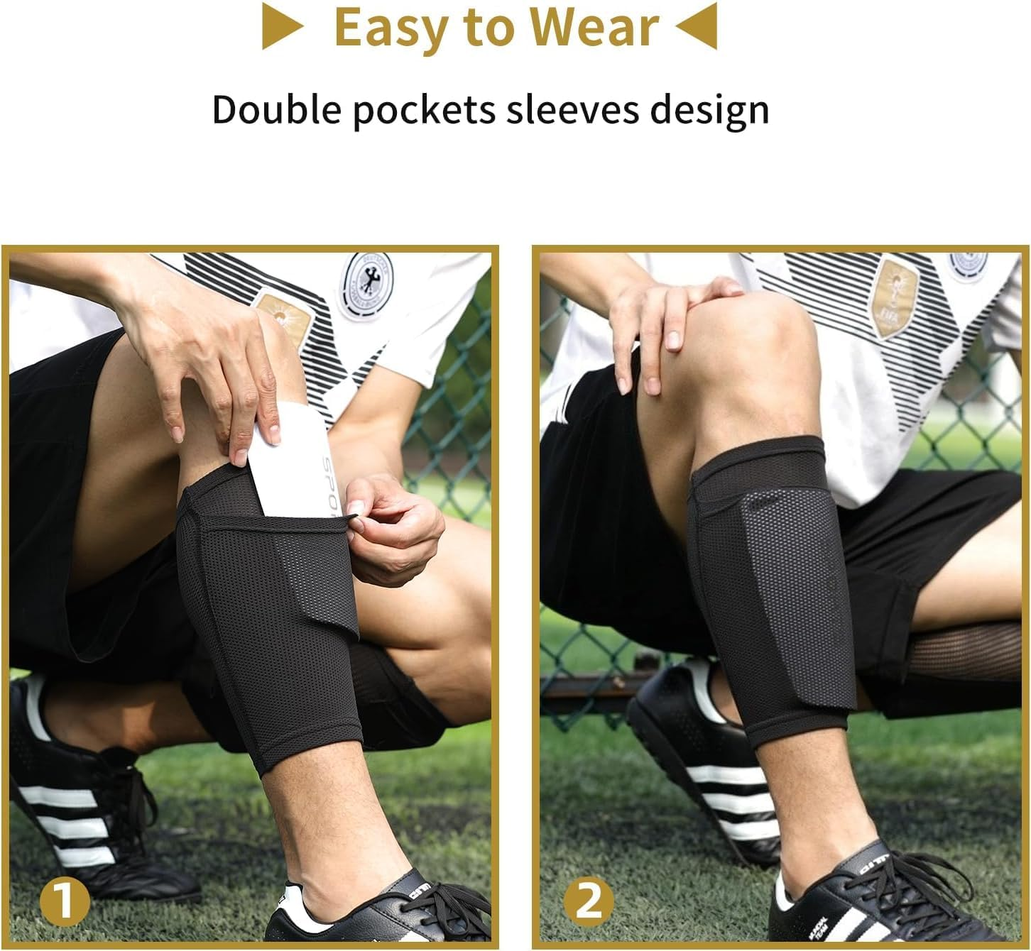 Kids Youth Soccer Shin Guards, Shin Pads and Shin Guard Sleeves for 3-15 Years Old Boys and Girls for Football Games, EVA Cushion Protection Reduce Shocks and Injuries(L 4'7" - 5'8" Tall)