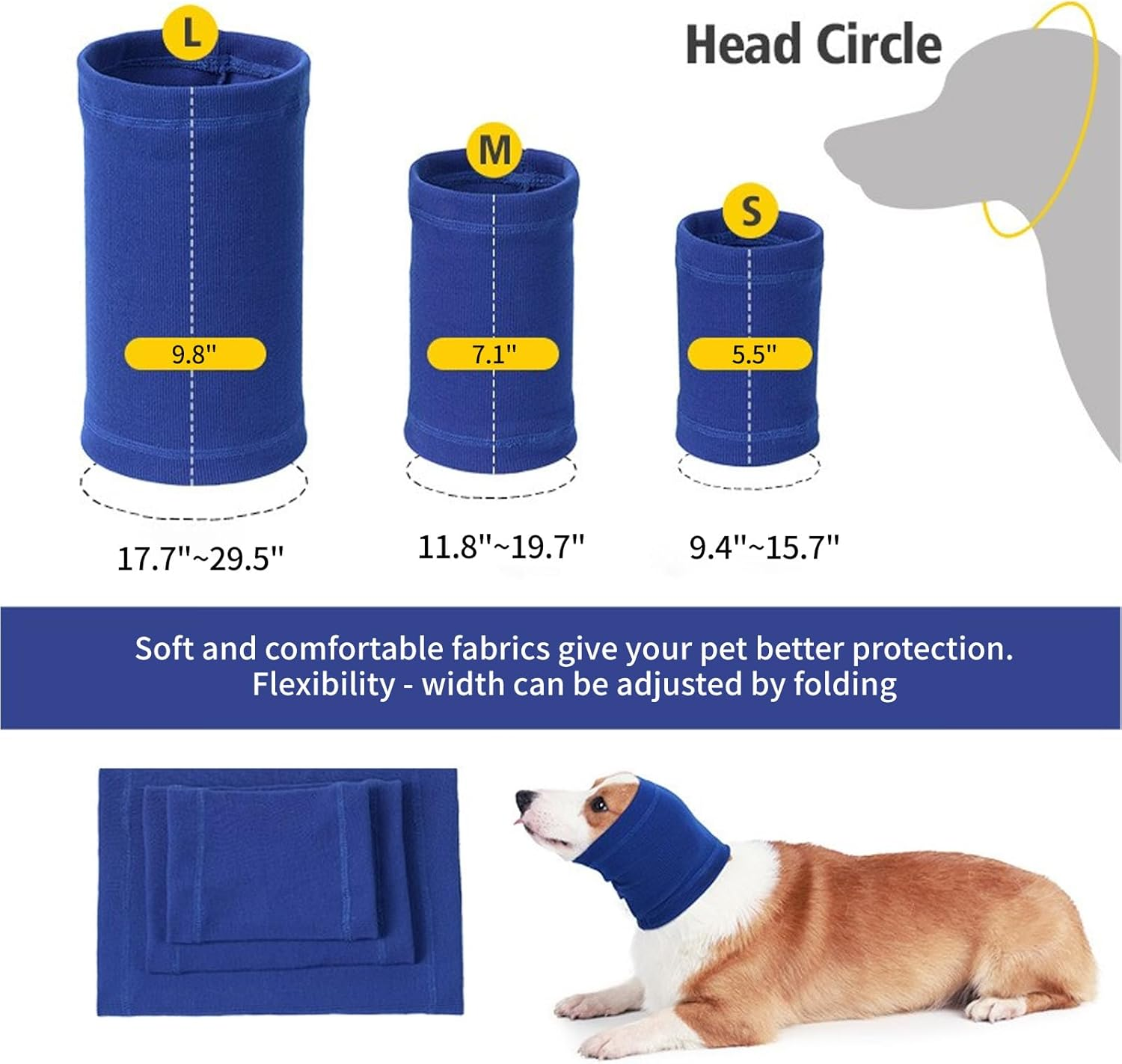 Pet Hoodie,Pet Noise-Proof Ear Cover,Thunder Noise Protection, Anxiety Relief Calming,Dog Head Cover the Grooming and Force Drying Dog Ear Protector. (Blue, M)