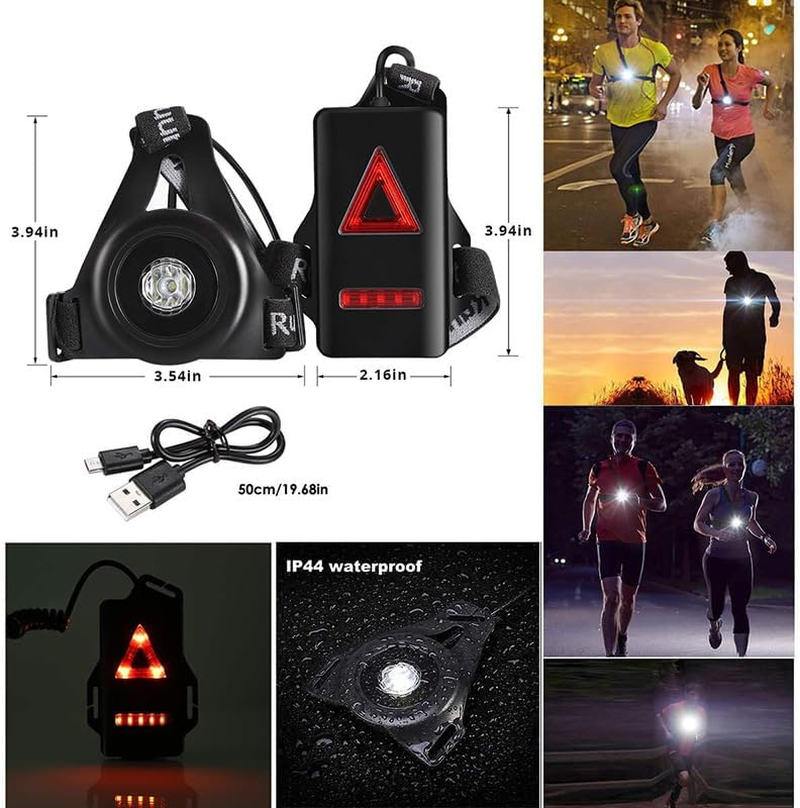 Night Running Lights, USB Rechargeable Chest Light with 3Models,Waterproof Ultra Bright Safety Warning Lamp with Reflective Straps for Runners Joggers Camping Hiking image number 2