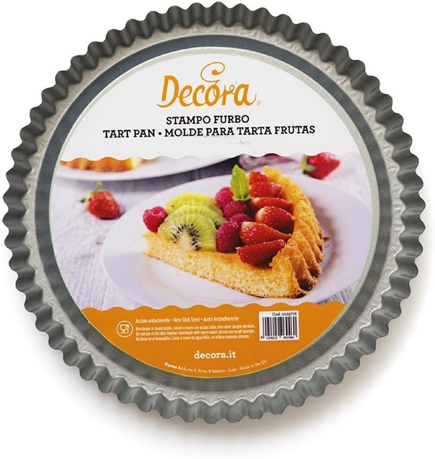 DECORA, 0070030 Clever Baking Mould for Tarts, Non-Stick Coating, Round, Diameter 24 X 3 Cm, Allows Easy Filling of the Tarts, Professional Design, Grey image number 4