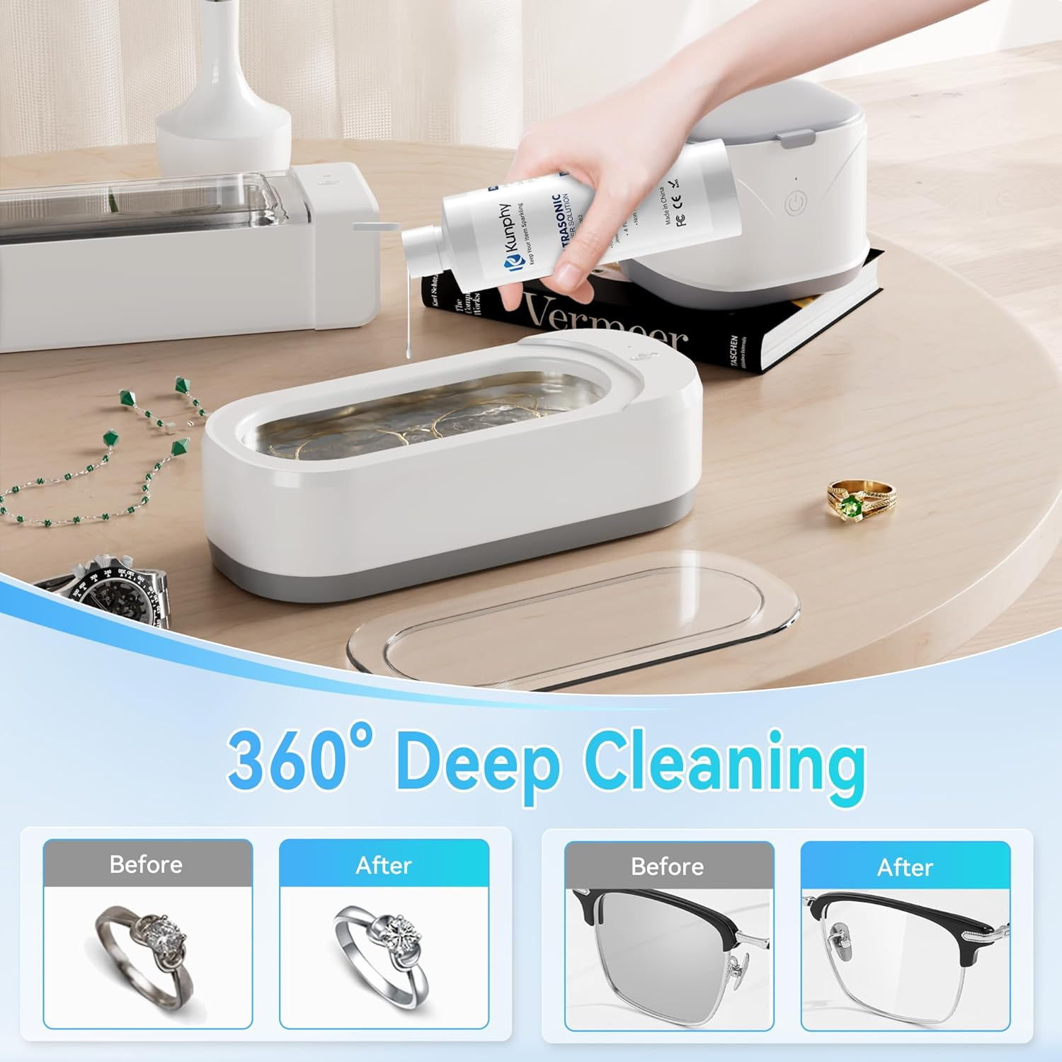 KUNPHY Jewelry Cleaner, Sonic Cleaner Solution - Jewelry Cleaner for Gold, Silver, Platinum Diamonds and Non-Porous Precious & Semi-Precious Jewelry 4 Oz(120Ml) image number 5