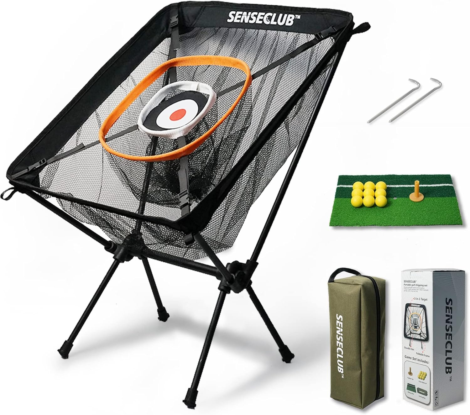 SENSECLUB Golf Chipping Net & Driving Net, Backyard Golf Practice Net with Mat, Indoor Golf Training Target with Balls, Funny Golf Games Golf Gifts for Golfers