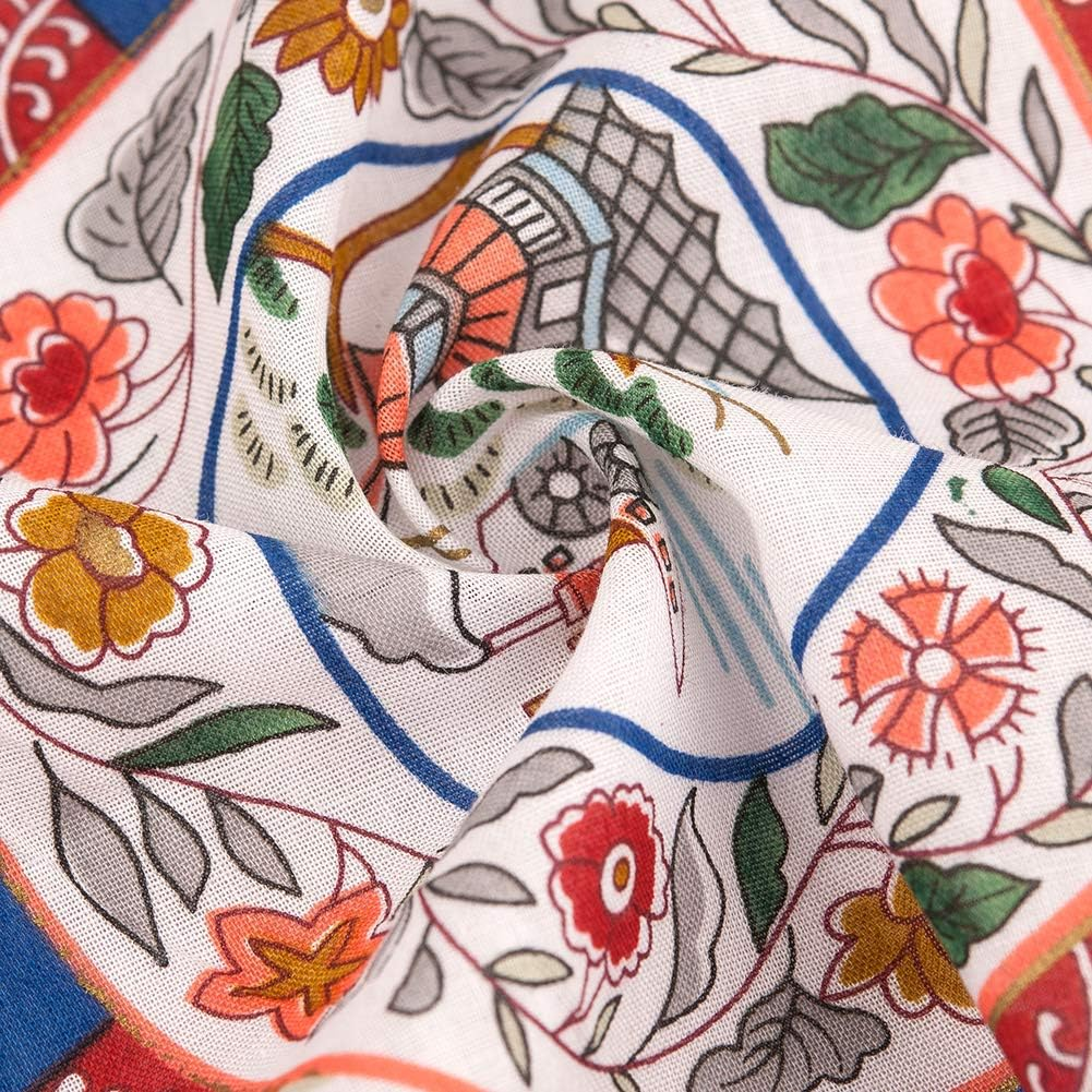Houlife Ladies 100% 60S Cotton Handkerchiefs Womens Floral Print Hankies for Wedding Party 18X18" image number 2