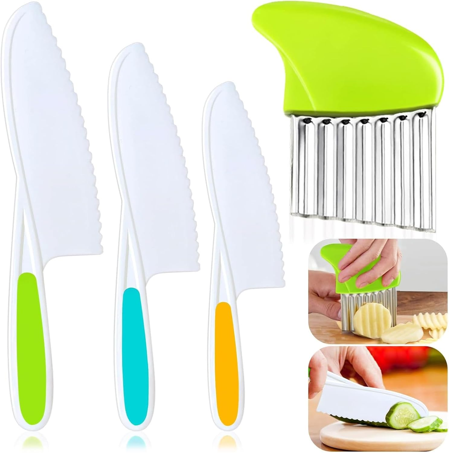 28 PCS Kids Safe Knives Set: Toddler Knife Set for Real Cooking, Kids' Cooking Kits Kitchen Tool Toy for 2-10 Boy Girl Birthday Gift