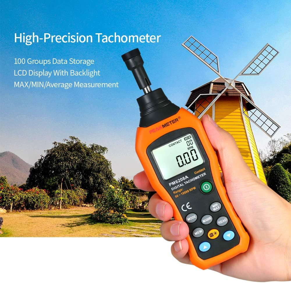 Yasao Digital Tachometer Handheld Contact Motor Tachometer LCD Speedometer Tach RPM Meter Contact-Type Digital Tachometer Wide Measuring Rang 50～19999Rpm image number 2