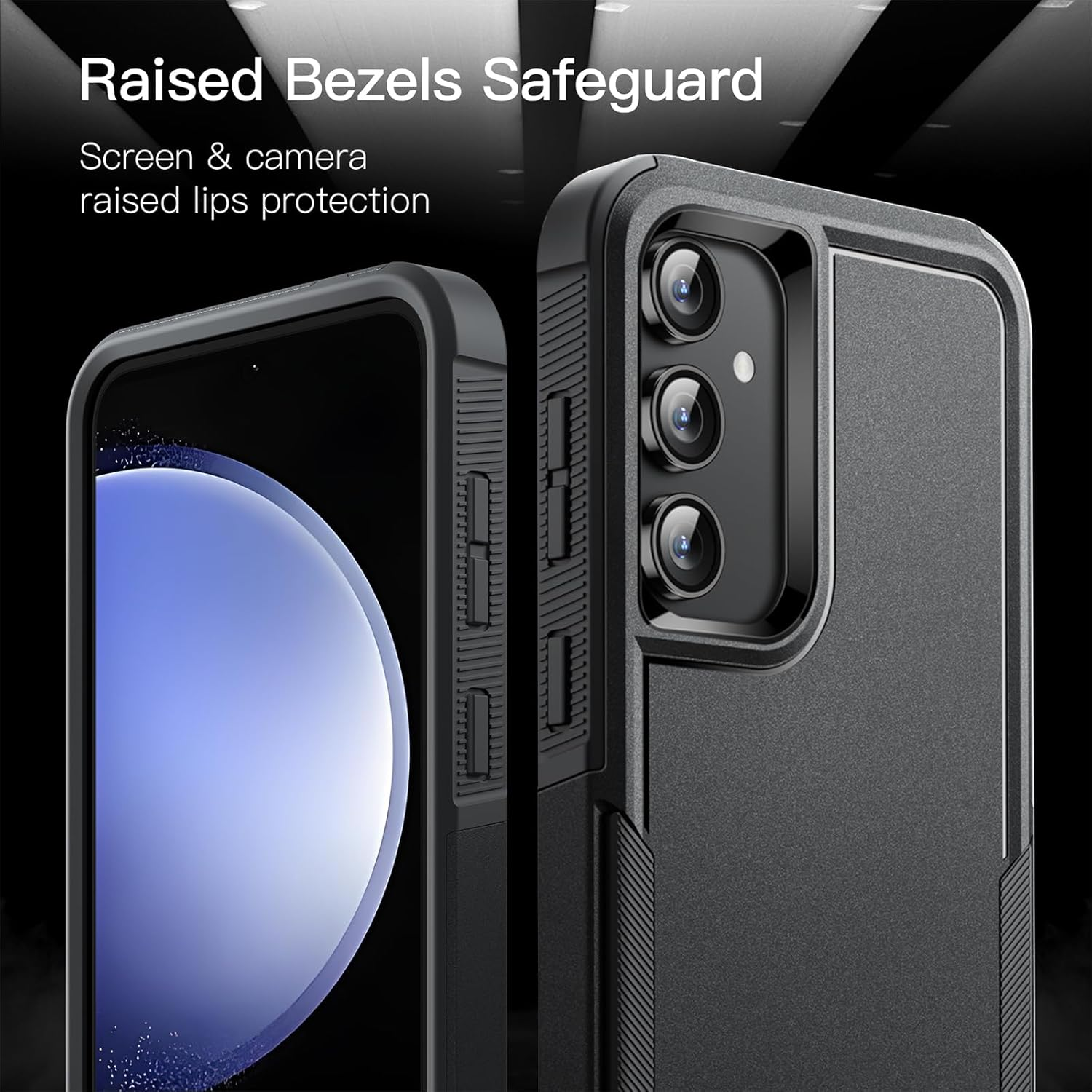 Jetech Case for Samsung Galaxy S23 FE 6.4-Inch, Heavy Duty Dual-Layer Protection, Rugged Tough Shockproof Phone Cover with Matte Design (Black) - Black image number 3