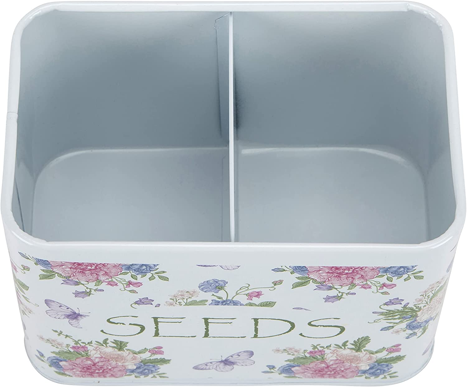 Katai Seed Storage Box &ndash; Durable Metal Seed Organizer Storage Box for Gardeners, Complete Seed Packet Storage Box with Lid, Monthly Dividers, 20 Envelopes & Pencil, Compact Seed Saver, Floral image number 2