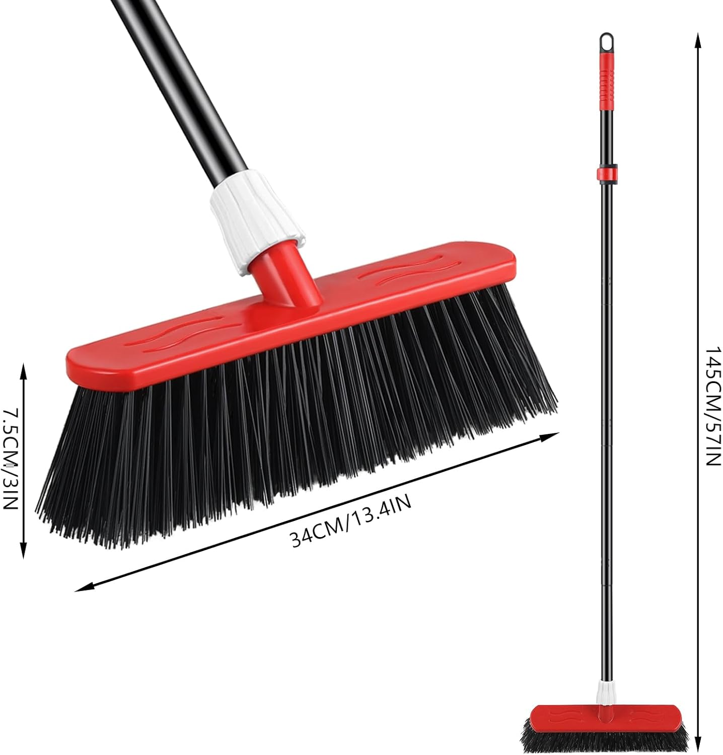 Outdoor Broom Heavy Duty, Stiff Garden Sweeping Brush, Hard Yard Brush with Long Handle for Cleaning Decking Patio(57In) image number 5