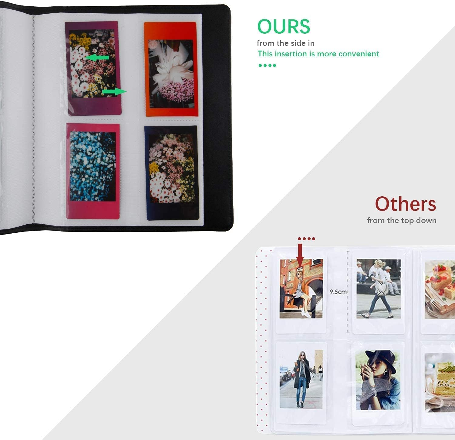 256 Pockets Photo Album, Mini Instant Photo Album Picture Case for Fujifilm Instax Film 7 8 9 11 Instant Cameras, 3 Inch Card Binder Pockets Photo Card Binder, Family Albums for Polaroid Kodak HP(PK) - Pk image number 2