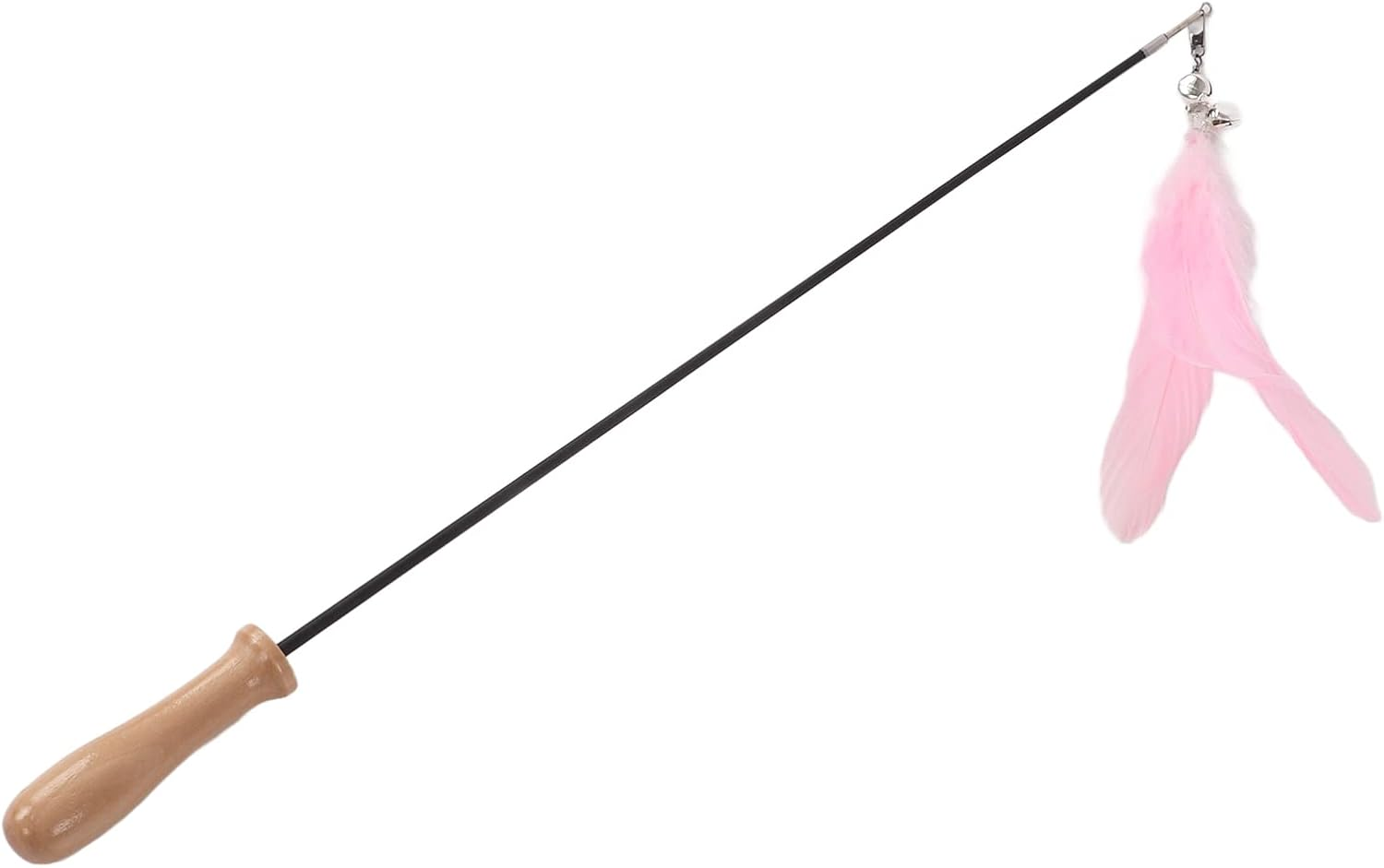 Cat Stick Toy, Retractable Cat Stick with Wooden Pole, Funny Cat Stick with Feather Bell, Flexible Carbon Fiber Rod Cat Feather Toys Interactive Cat Toys for Indoor Cats (Pink) - Blue image number 7