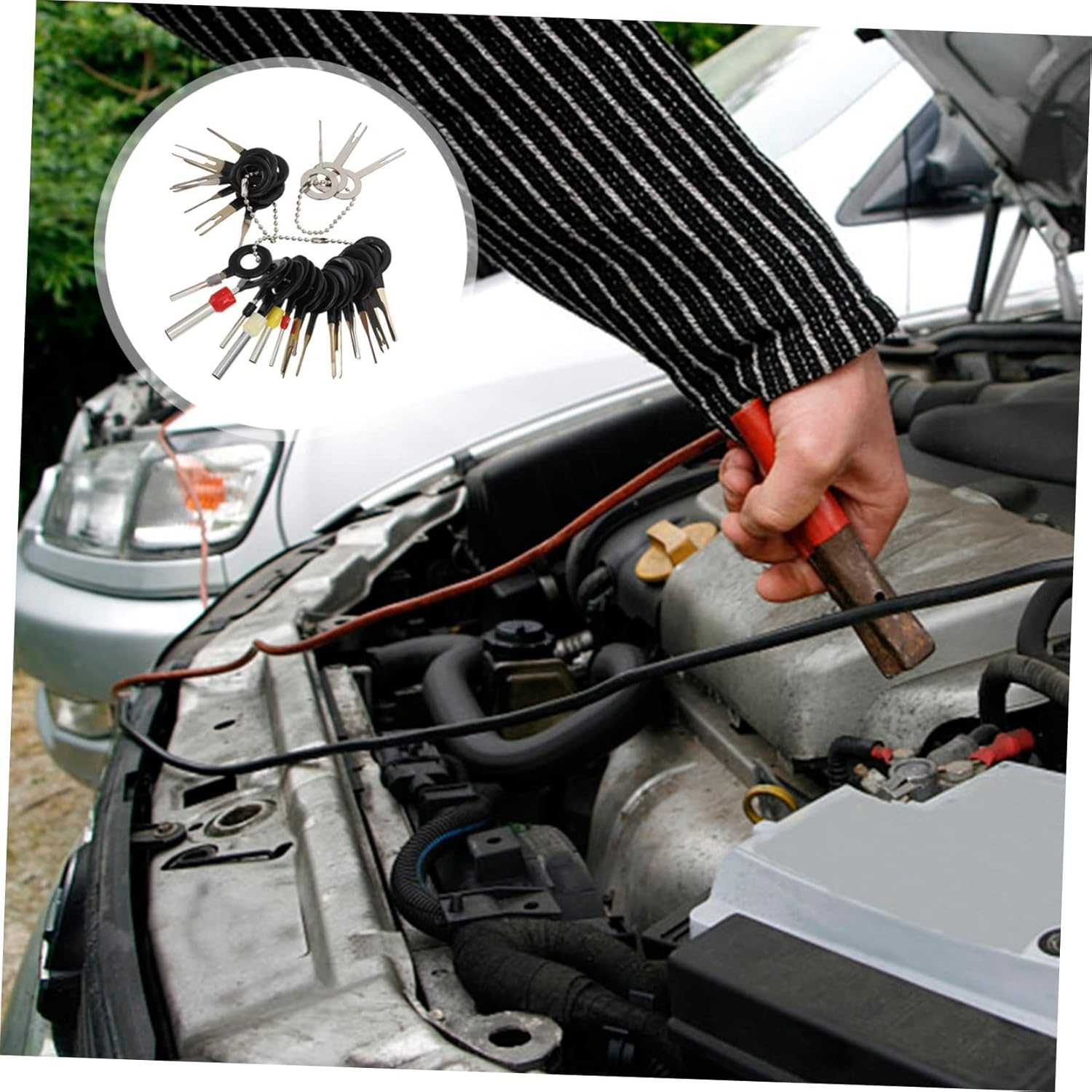 DINHEAROM 73Pcs Automotive Terminal Pin Remover Kit Car Connector Terminal Tool Extractor Puller Repair Remover Lug Crimper Wire Gel Connector