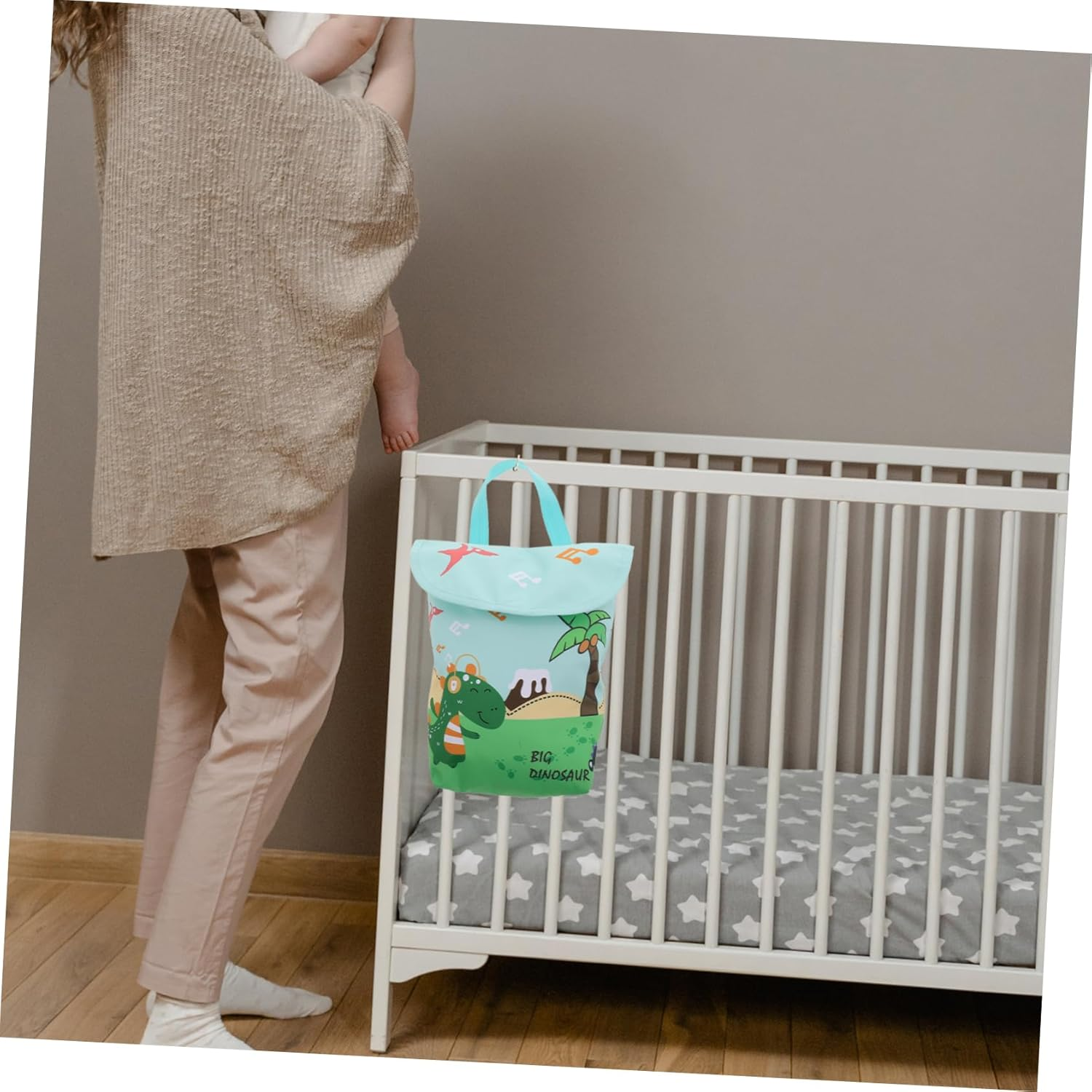 Diaper Organizer for Easy Storage of Clothes Diapers Essentials Versatile Hanging Design for Strollers Cribs Stylish Dinosaur Print image number 2