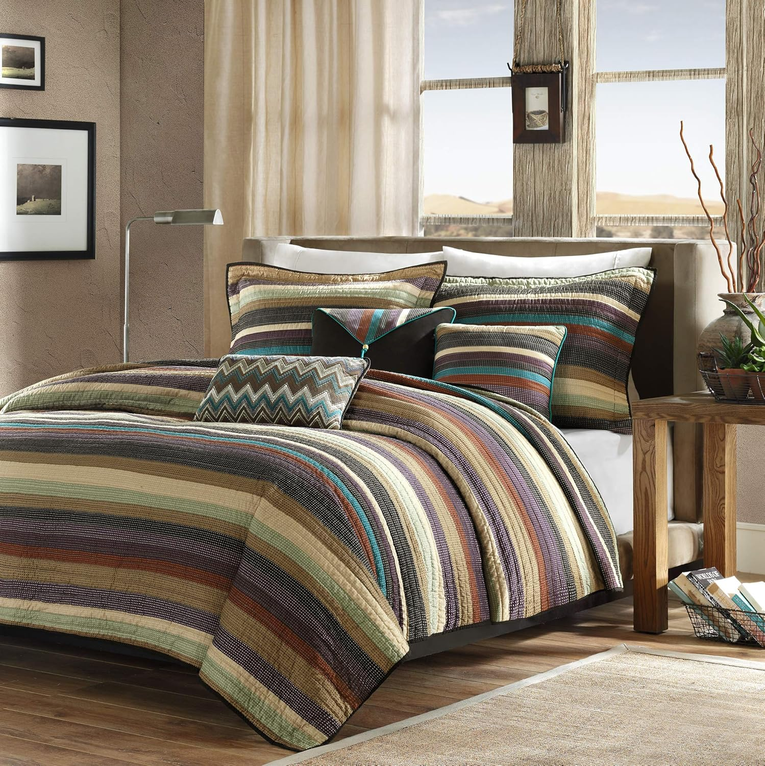 Madison Park Yosemite 6 Piece Quilted Coverlet Set, King, Multicolor