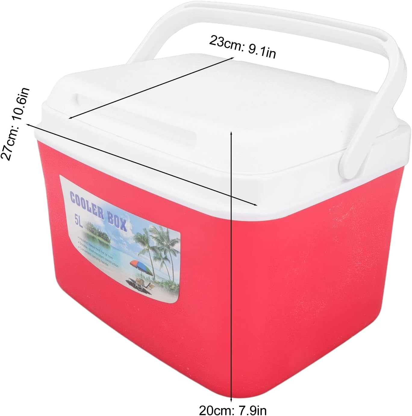Portable Cooler, 5L Insulated Ice Box Warmer Cooler with Handle, 5 Ice Bags Long Lasting Outdoor Cooler Lunch Cooler for Camping, Picnic, Beach, Work, Trip, Fishing, BBQ, Car image number 6