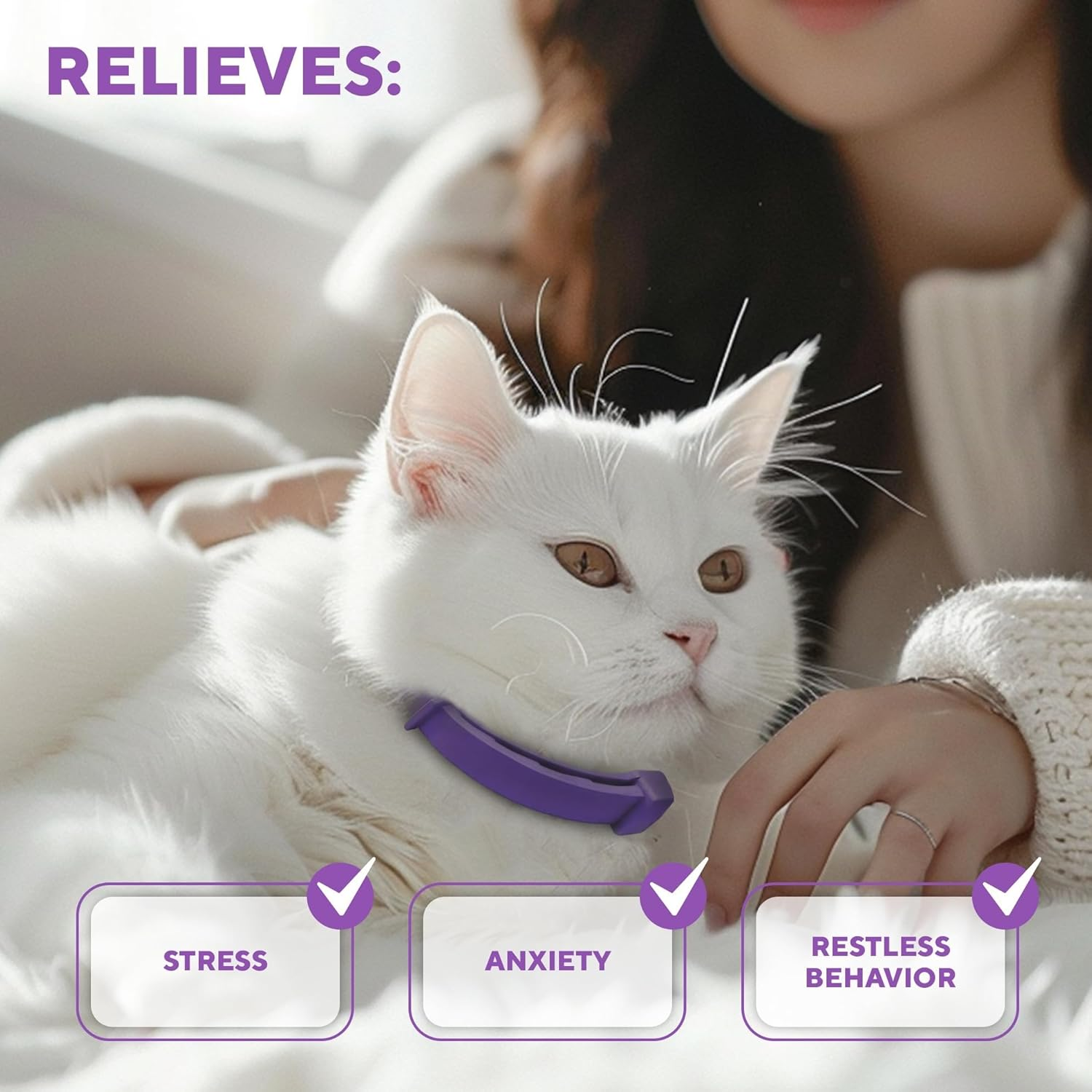 Cat Calming Collar & Pet anti Anxiety Products - Feline Calm Pheromones Collars & Cats Stress Relief - Relaxivet Comfort Helps with Pee, New Zone, Aggression, Fighting with Dogs & Other Behavior image number 5