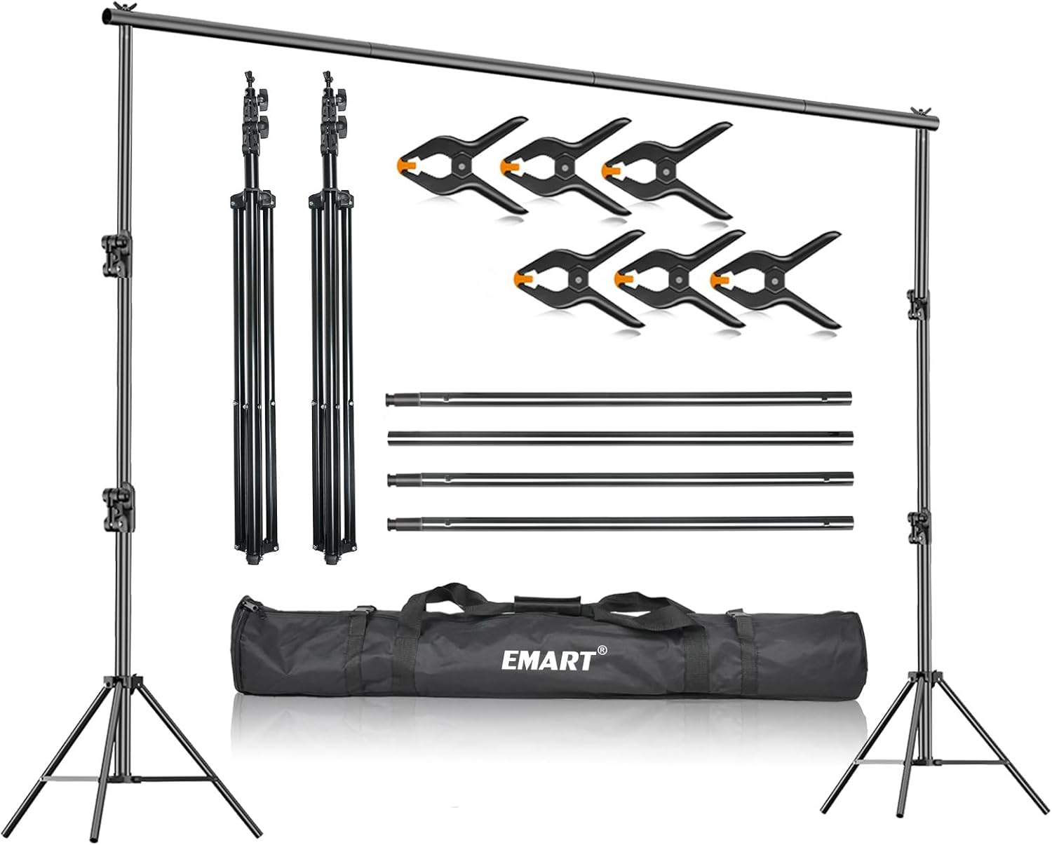 EMART Photo Video Studio Backdrop Stand, 9X10Ft (2.8X3M) Heavy Duty Adjustable Photography Muslin Background Support System Kit image number 1