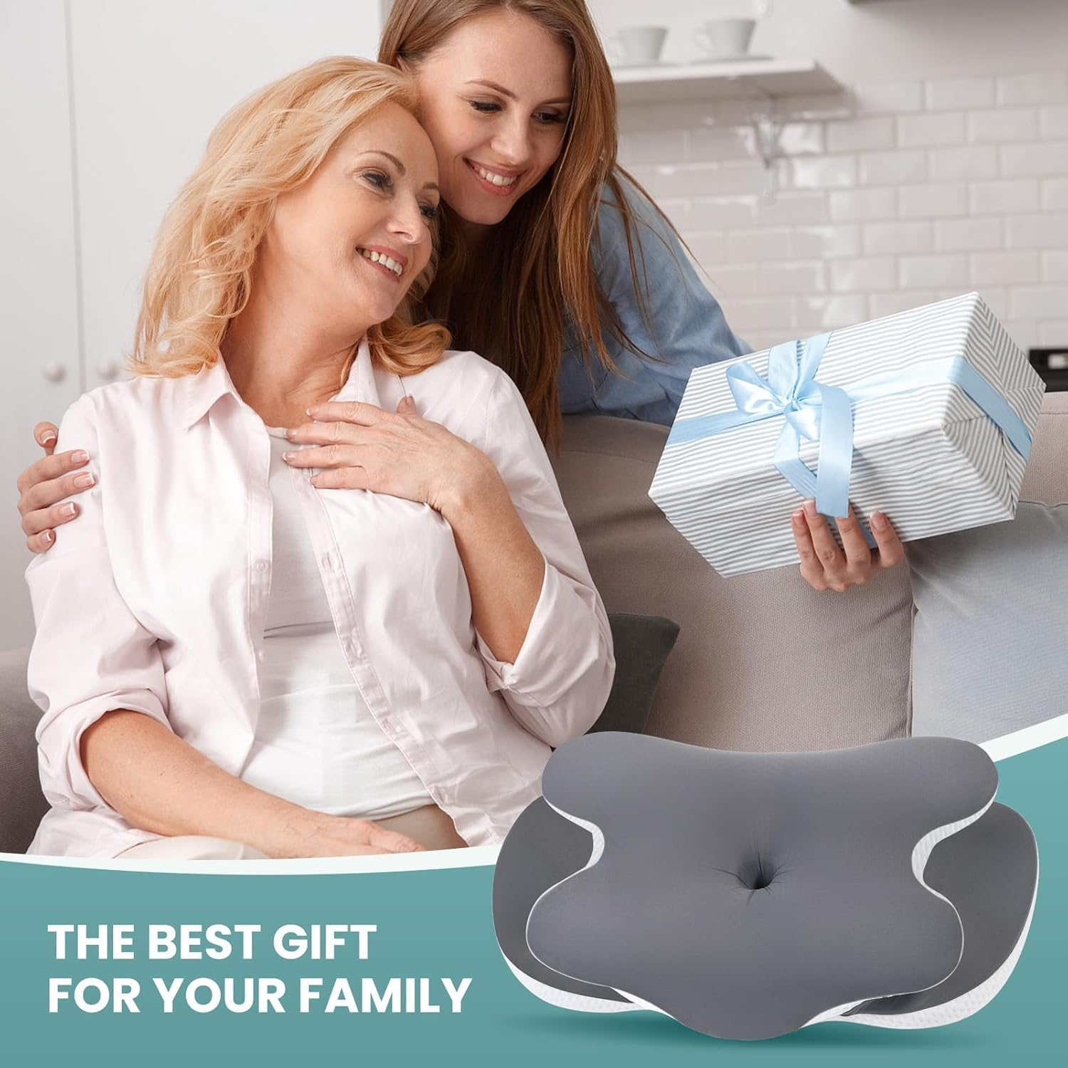 JINXIA Memory Foam Pillow, Cervical Pillow for Neck and Shoulder with Soft Silk Cover, Ergonomic Orthopedic Neck Support Pillow, Back/Side/Stomach Sleeper Pillow for Sleeping, Gray image number 5