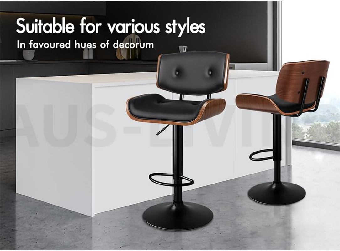 ALFORDSON Bar Stools, 2 Pcs Kayla Swivel Counter Barstool with Anti-Slip Floor Protector, Adjustable Kitchen Stool, Wooden Dining Chair in 62.5-84Cm Seat Height for Home Bar Dining Room image number 6