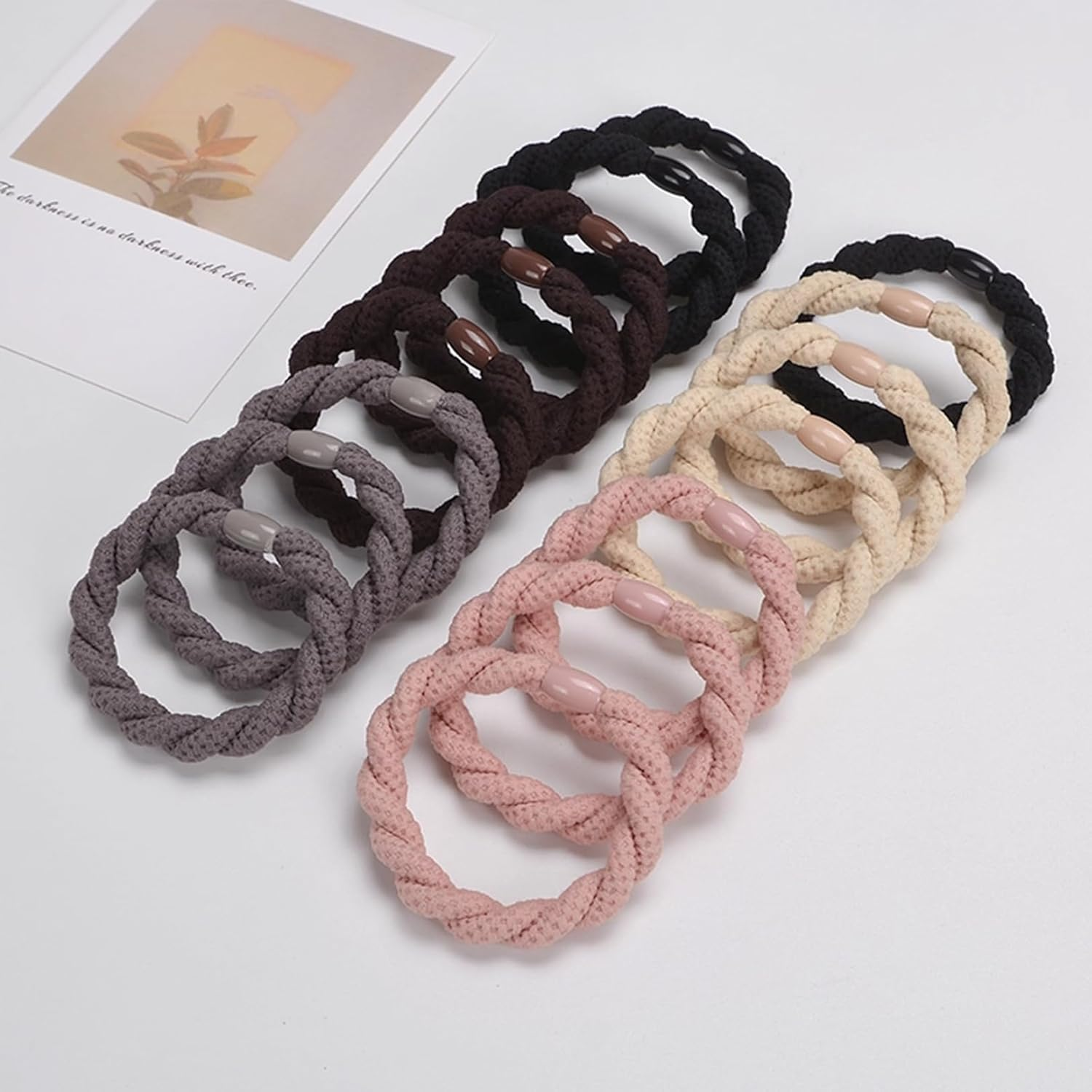 Pack of 15 Women'S Hair Bobbles, Elastic Braid Scrunchies, Hair Bands, Elastic Ponytail Holder, Hair Bobbles for Women, Girls, Children, Thick and Curly Hair image number 2