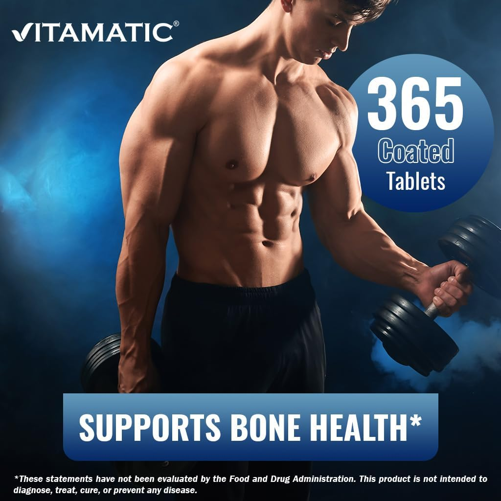 Vitamatic Calcium Supplement 1200Mg with D3, K2 & B12, Immune & Bone Health Support - 365 Coated Tablets image number 6