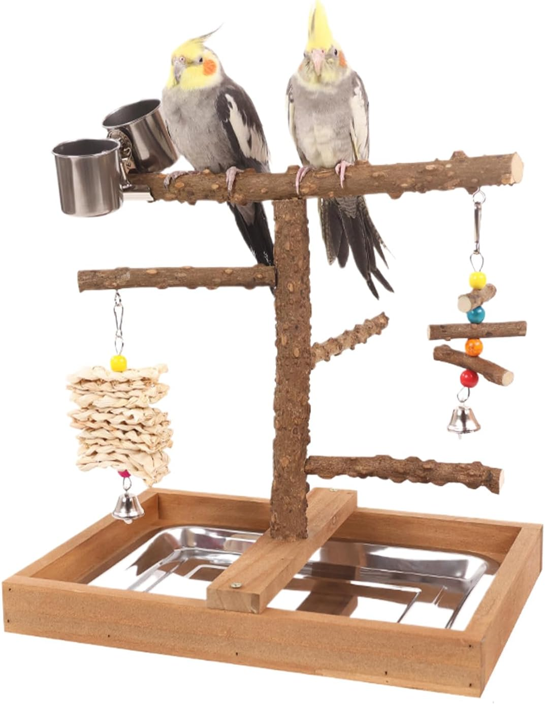 Gamepark for Birds - Integrated Feeder, Endurance Gym Training, Indoor Food Toys Exterior Gym Equipment Portable Picote Resistant Natural Wood Posts Gymnastic Bird Game Park | Integrated Resistance image number 4
